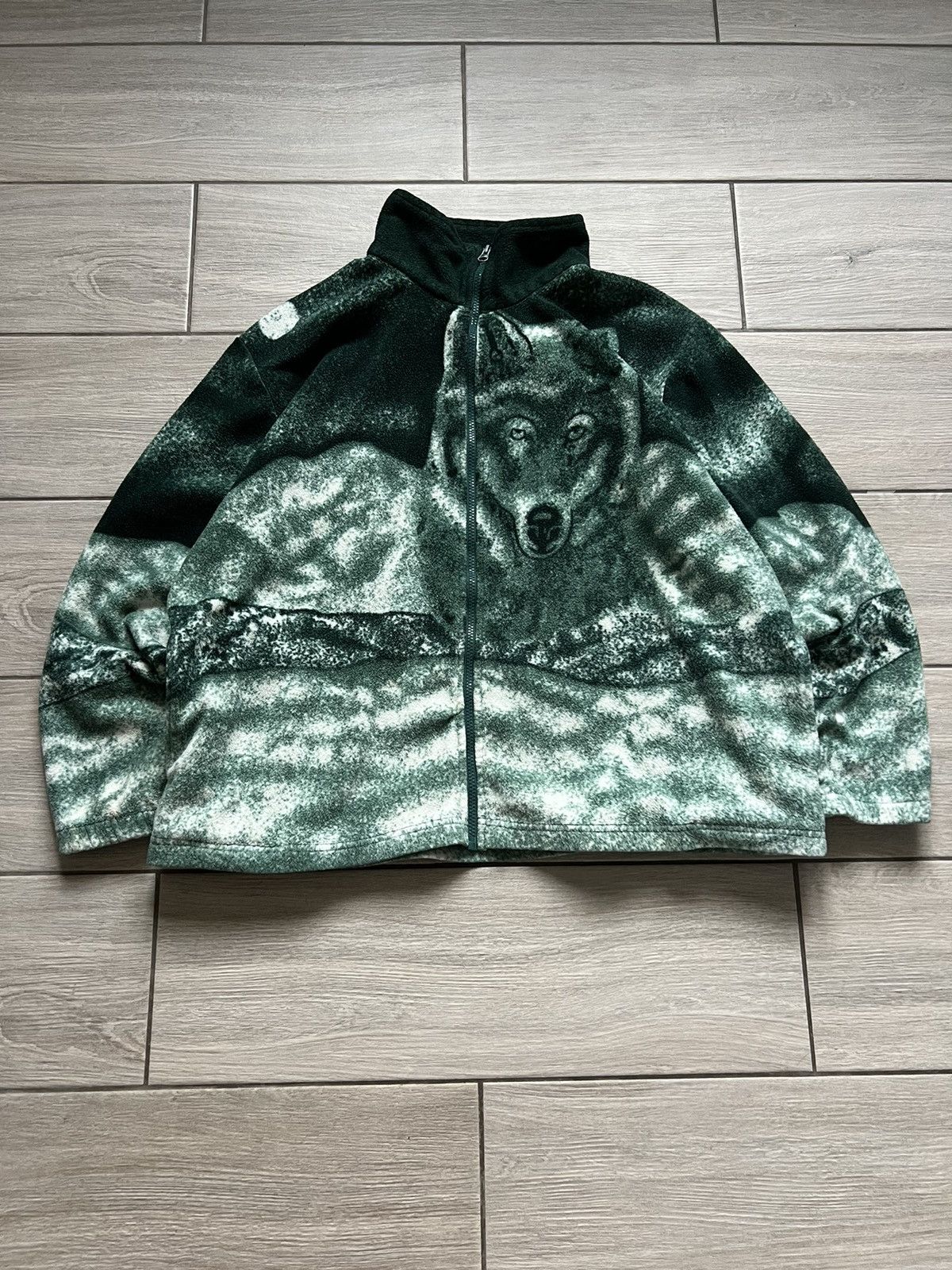 Vintage Y2K Vintage Full Zip Wolf Fleece USA Jacket Big Logo Animals Size US M / EU 48-50 / 2 - 2 Thumbnail