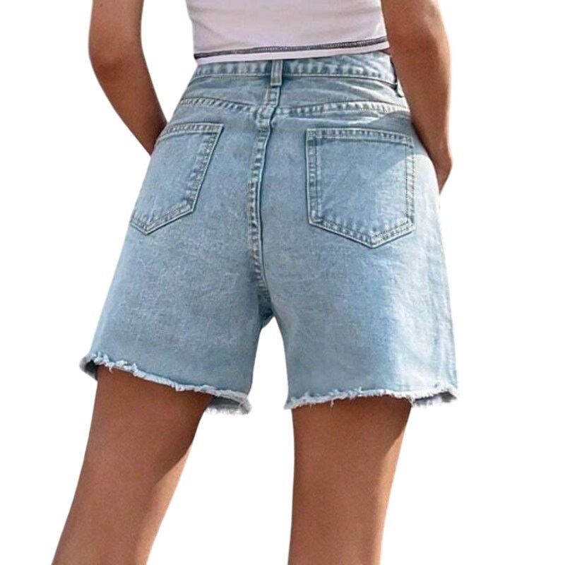 Shein Women's Simple Casual Denim Shorts in Blue, Size 27/4 Size 27" / US 4 / IT 40 - 2 Thumbnail