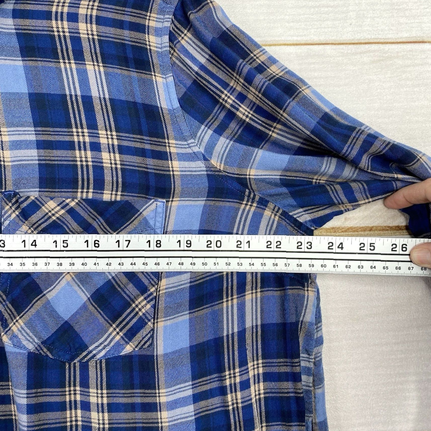 Vintage Terra & Sky Shirt Womens 1X 16W Blue Plaid Long Sleeves Lightweight Button Up Size XL / US 12-14 / IT 48-50 - 5 Thumbnail
