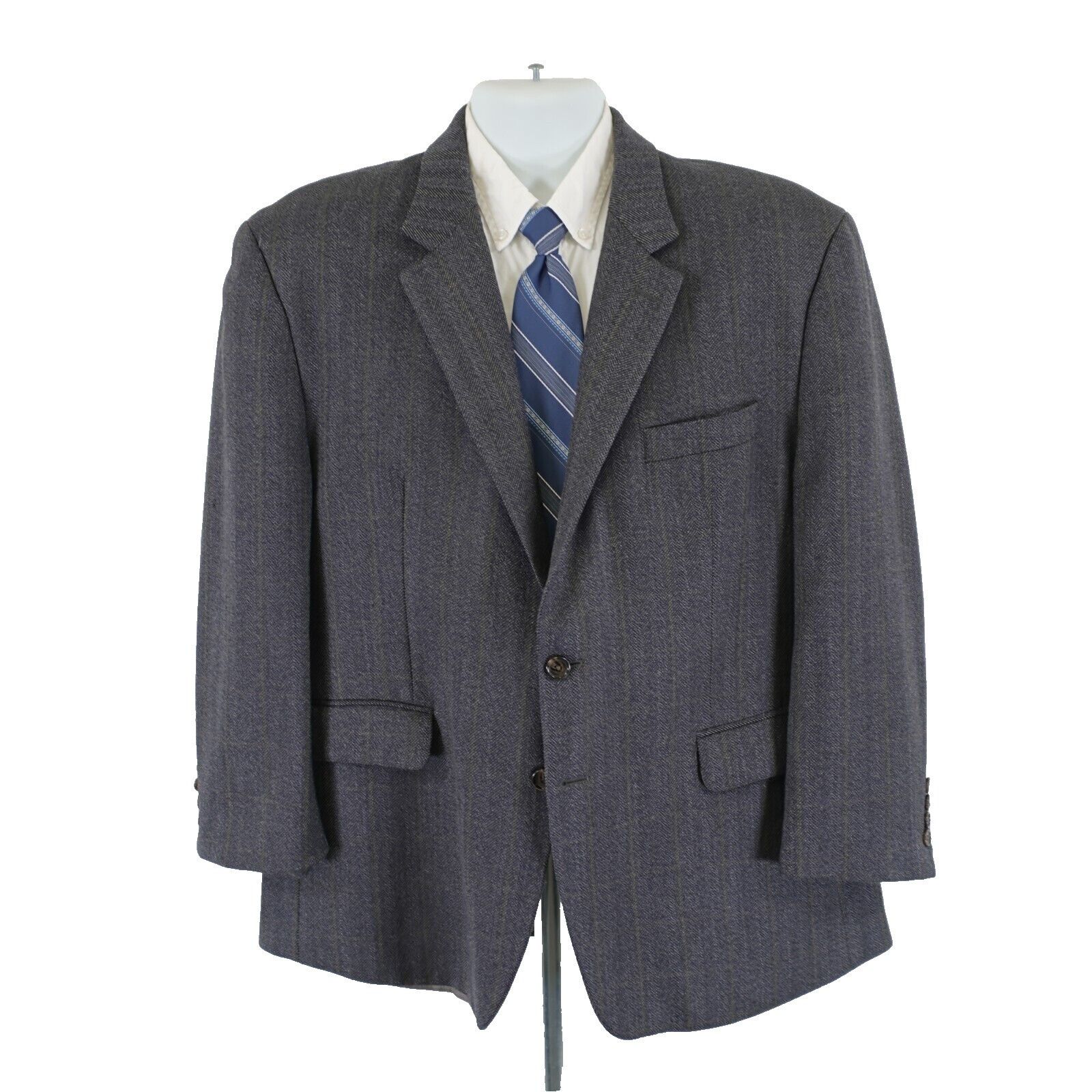 Lauren Ralph Lauren Lauren Ralph Lauren Tweed Wool Blue Gray Herringbone W/ Yell Size 44S - 4 Thumbnail