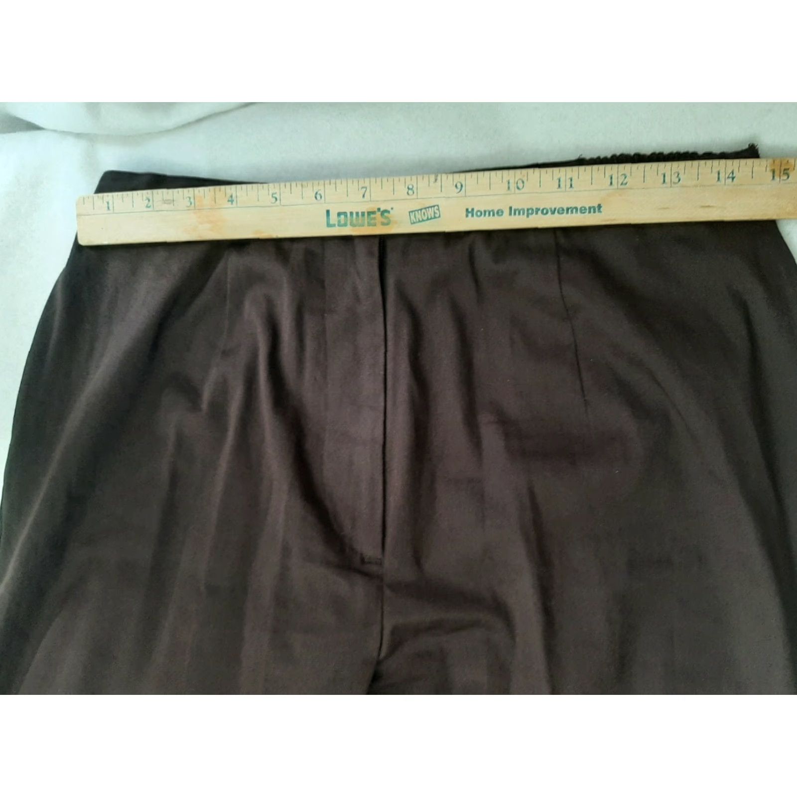 Vintage Dressbarn Women's Pants Capri Brown Beaded Slacks Size 10 Regular Inseam 23" Flat Front Pockets Belt Loops Elastic Waist Size 32" / US 10 / IT 46 - 3 Thumbnail