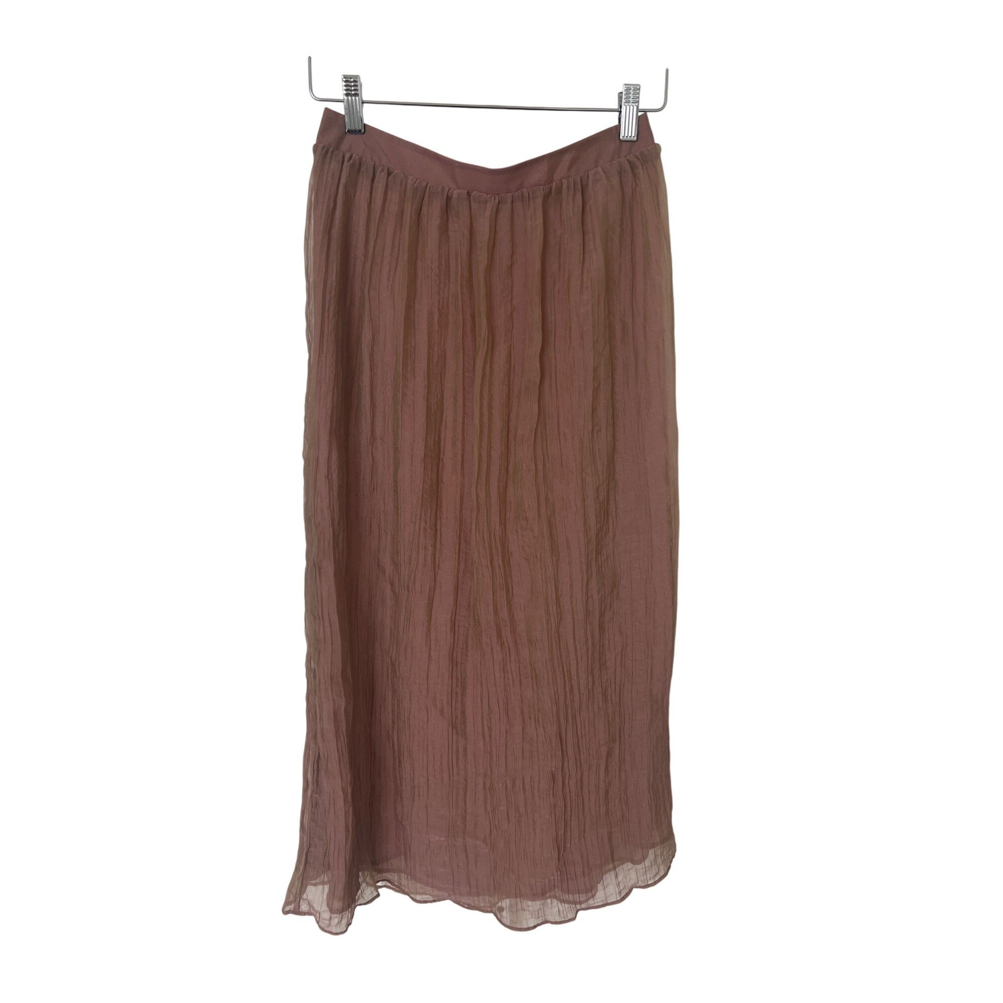 Zara Zara Wrinkle Effect Elastic Waist Pale Pink Lined Midi Skirt Size 27" / US 4 / IT 40 - 5 Thumbnail