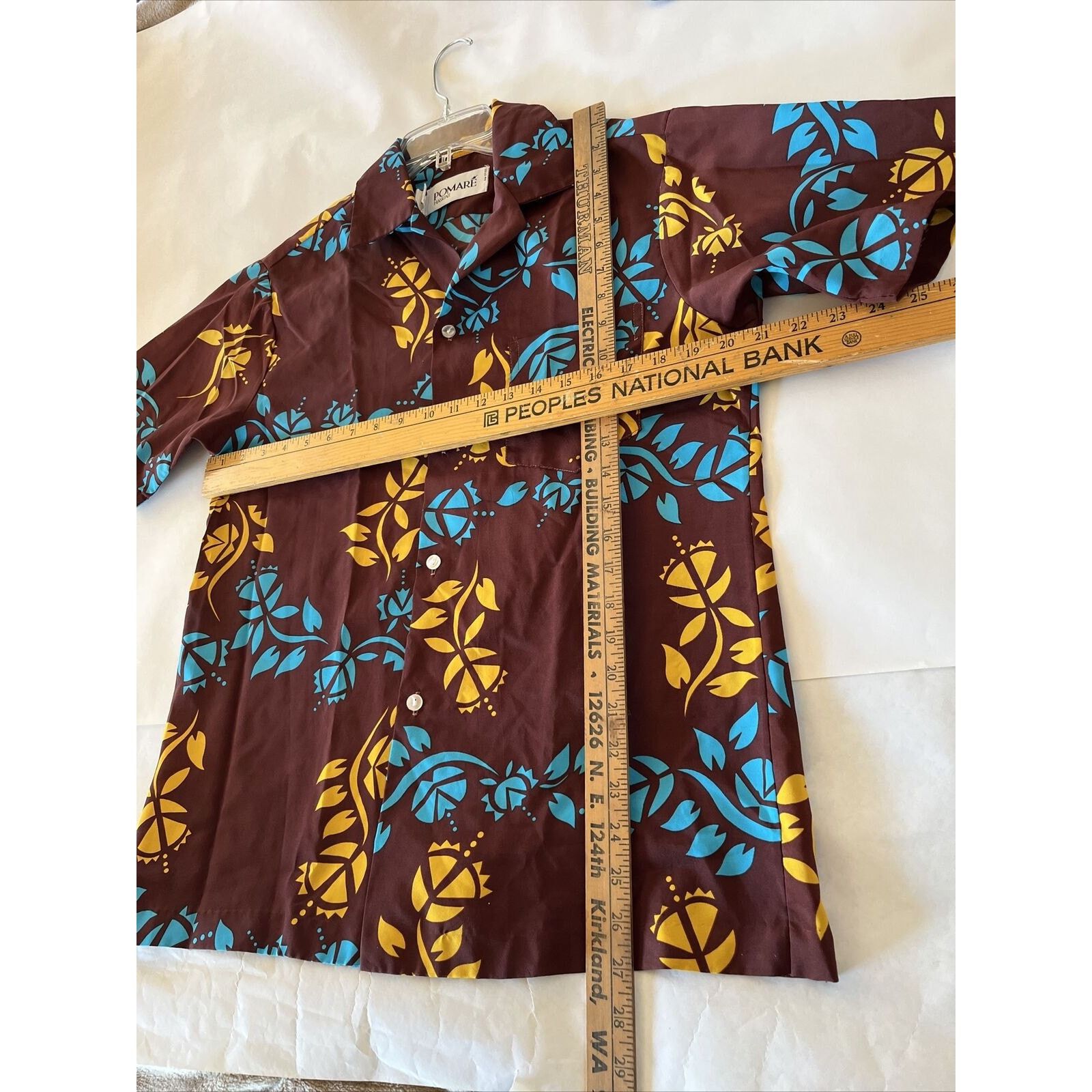 Other Pomare Vintage Men’s M Brown Floral Polyester Hawaiian Shirt Size US M / EU 48-50 / 2 - 14 Thumbnail