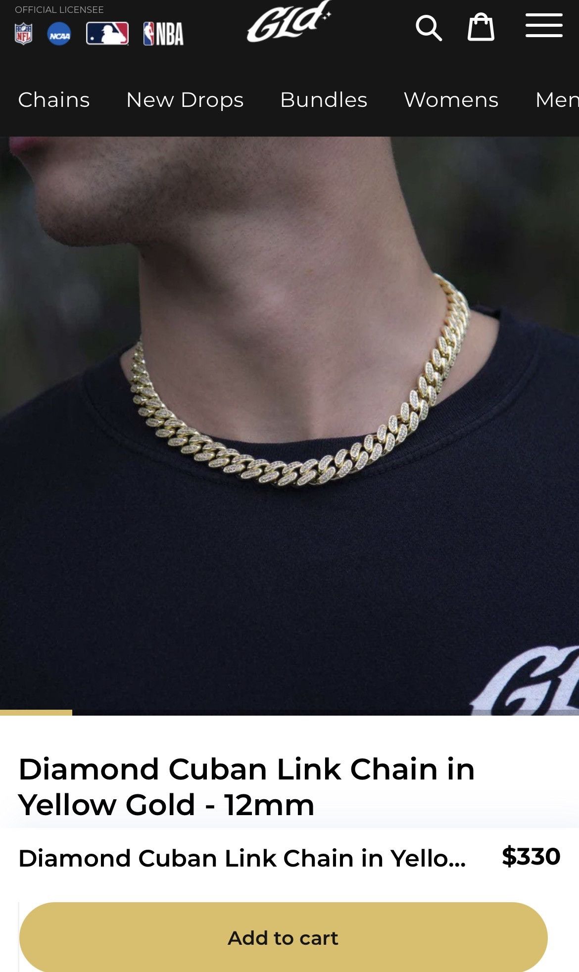 Other GLD Diamond Yellow Gold Cuban Chain (NEW!) Size ONE SIZE - 4 Thumbnail