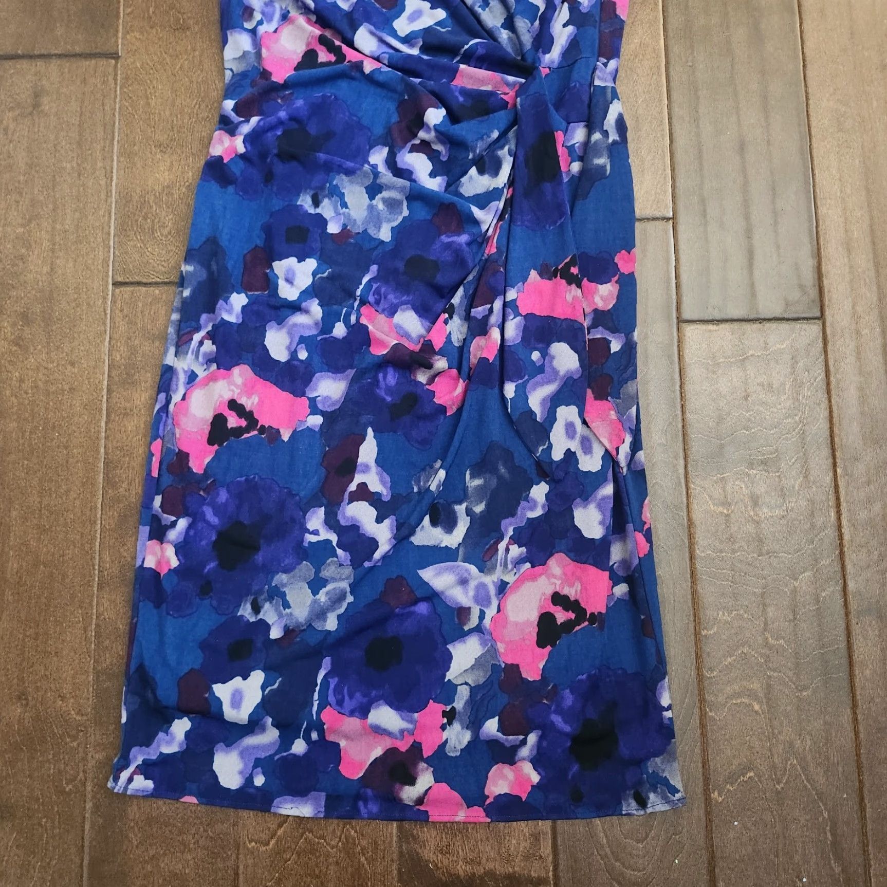 Vintage Coast Womens Floral Sheath Dress Sleeveless Pink Blue Size 8 Cocktail Party Knee Length Size M / US 6-8 / IT 42-44 - 3 Thumbnail