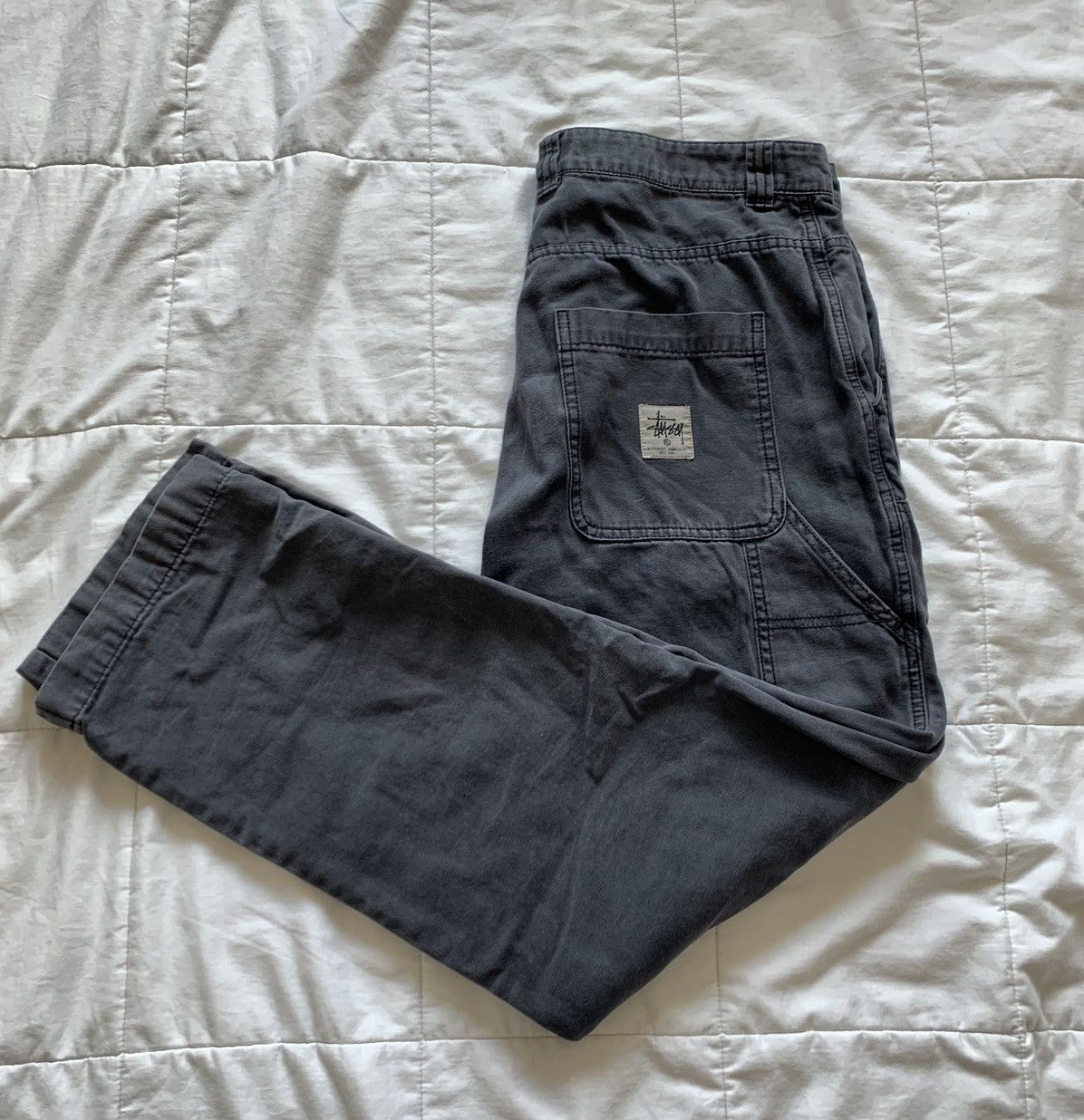 image of Stussy Stüssy Carpenter Pants in Grey, Men's (Size 30)