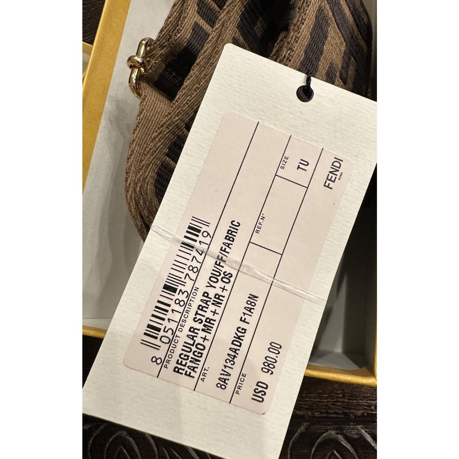 Fendi FENDI FF Logo Adjustable Strap Brown Italy NWT $980 Size ONE SIZE - 2 Thumbnail