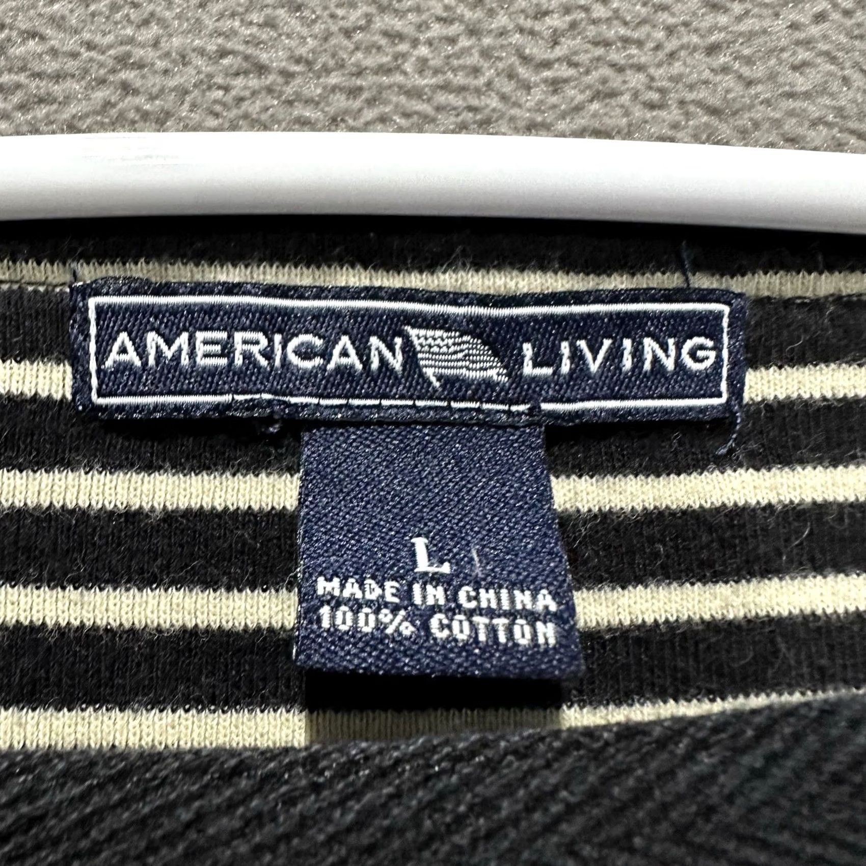 Vintage American Living Shirt Womens Large Black/Ivory Striped Square Neck 3/4 Sleeve Size L / US 10 / IT 46 - 3 Thumbnail