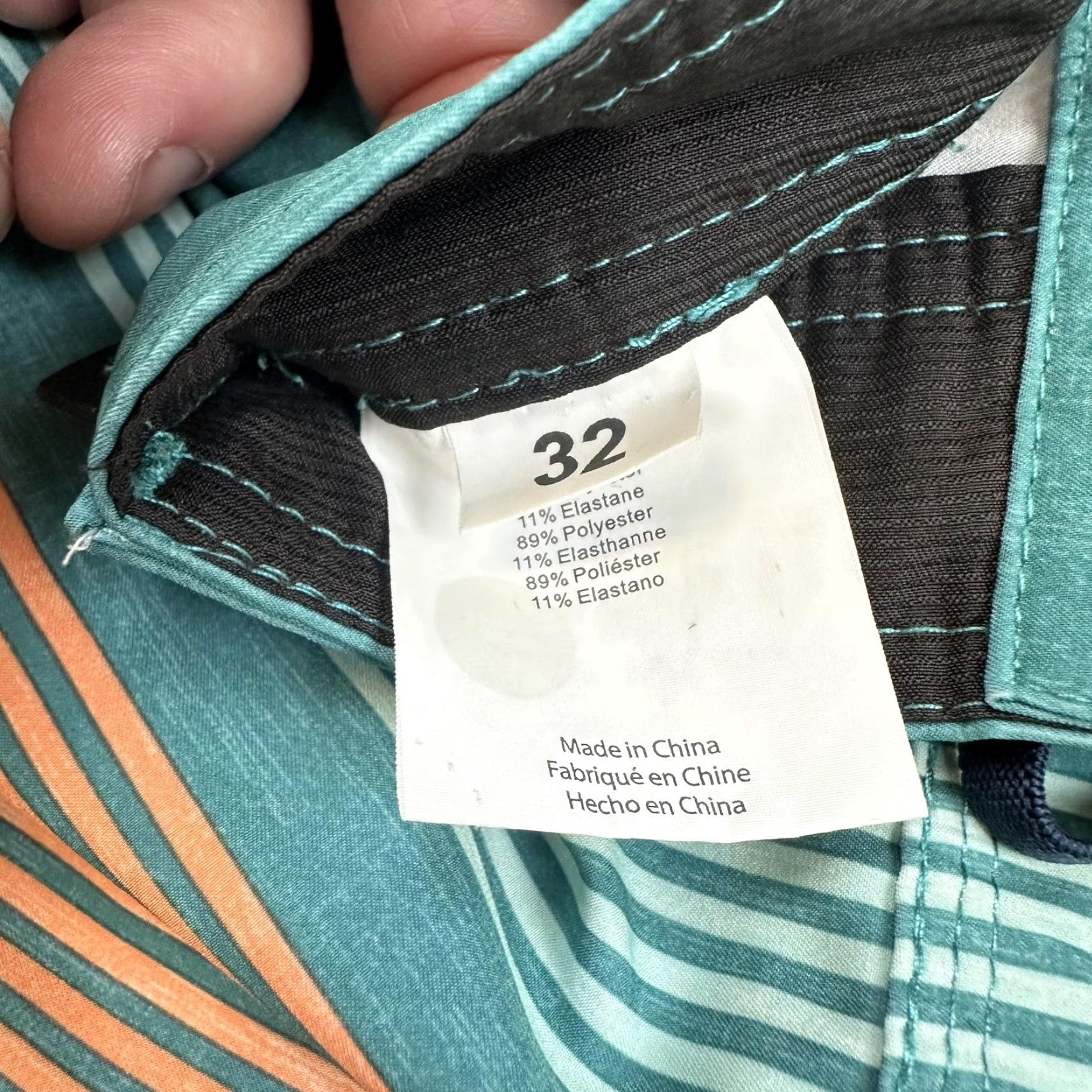 O'Neill O'Neill Hyperfreak Mens 32 Blue Teal Board Shorts Swim Trunks Stretch Striped Drawstring Back Pocket Polyester Spandex Surf Beach Summer Mens Size US 32 / EU 48 - 6 Thumbnail