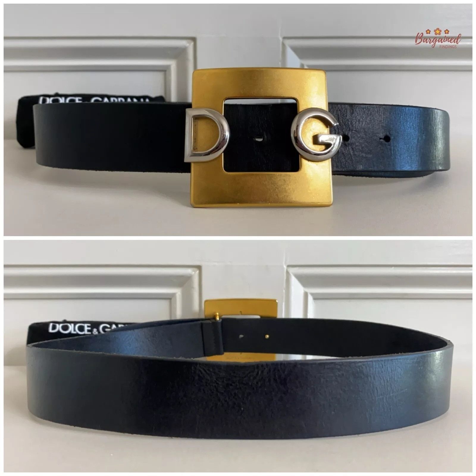 Dolce & Gabbana Dolce & Gabbana Black Leather DG Logo Gold Buckle Belt Size 32 - 6 Thumbnail