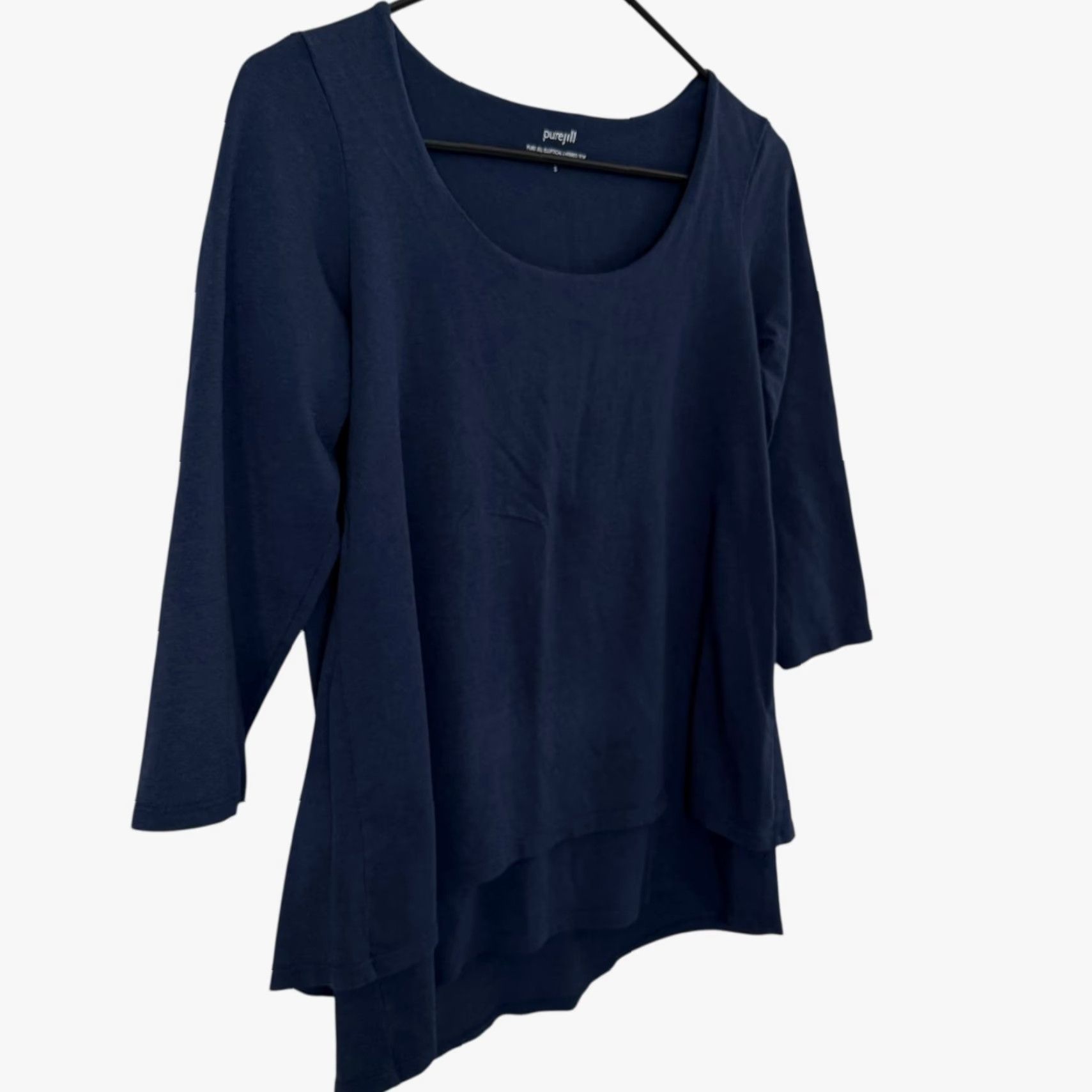 J. Jill Pure J.Jill Top Women's Size Small Blue Scoop-Neck 3/4 Sleeve Elliptical Layered Size S / US 4 / IT 40 - 3 Thumbnail