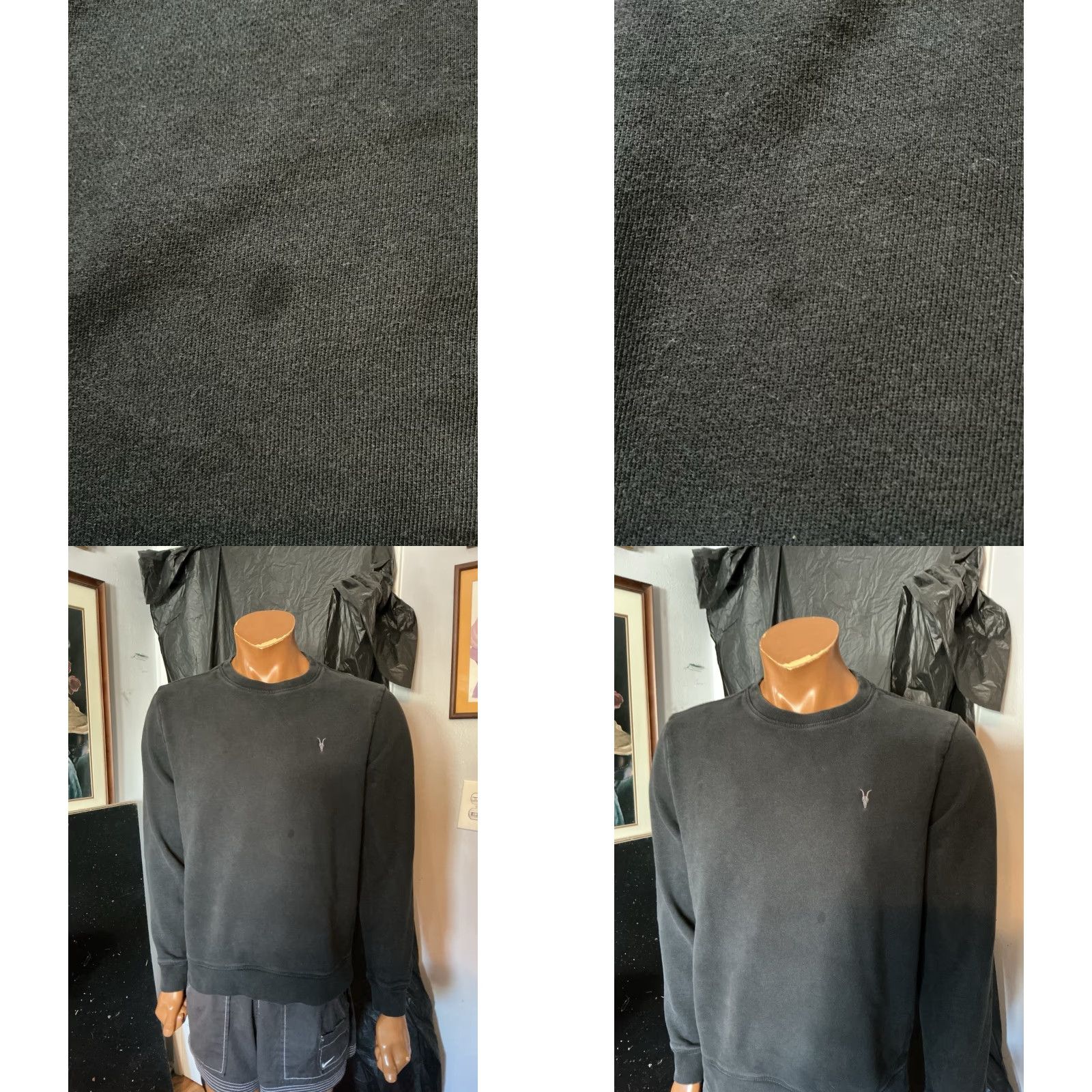 Allsaints AllSaints Raven Ram Skull Embroidered Black Pullover Crewneck Sweatshirt MD Mens M Size US M / EU 48-50 / 2 - 8 Thumbnail