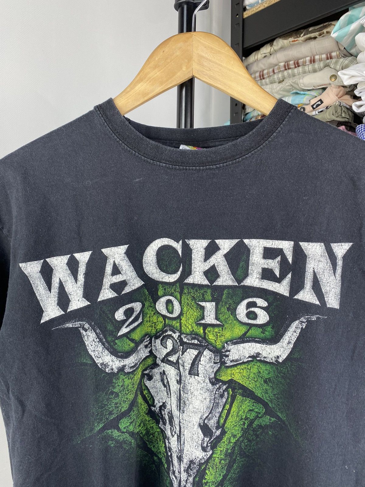 Band Tees × Vintage 00s🔥Vntg Wacken 27 2016 Black mens faded tee Size US M / EU 48-50 / 2 - 2 Thumbnail