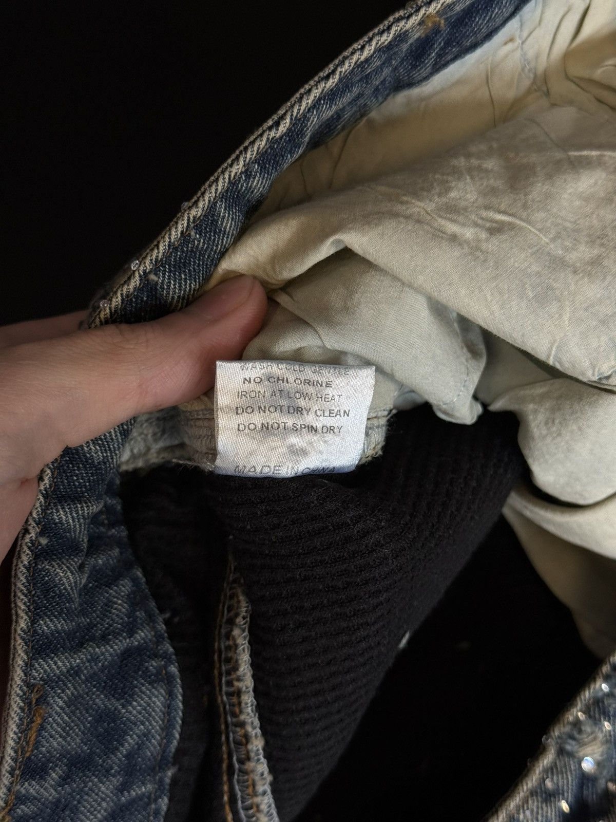 Vale Valley Stone Crystal Rhinestone Baggy Blue Jeans Size 38 Size US 38 / EU 54 - 11 Thumbnail