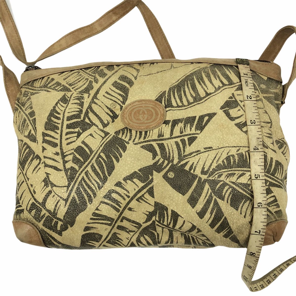 Vintage ‼️YES‼️ AUTHENTIC VINTAGE GUCCI TAN LEAF PRINT SHOULDER BAG Size ONE SIZE - 13 Thumbnail