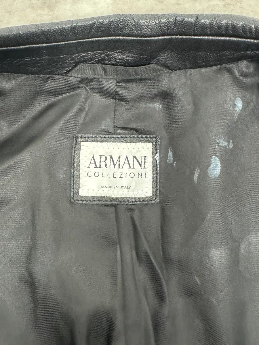 Armani Collezioni 2010s Armani Leaves Embossed Black Leather Blazer Jacket Size 44R - 11 Thumbnail