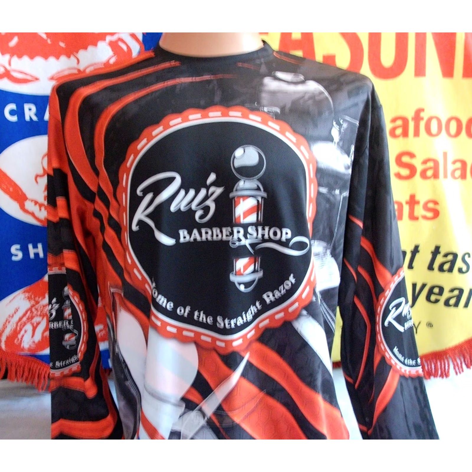 Vintage RUIZ BARBER SHOP Jersey Shirt XL Men's Adult Long Sleeve Black Unnix 100% Polyester Crew Neck Logo Vintage No Size US XL / EU 56 / 4 - 2 Thumbnail