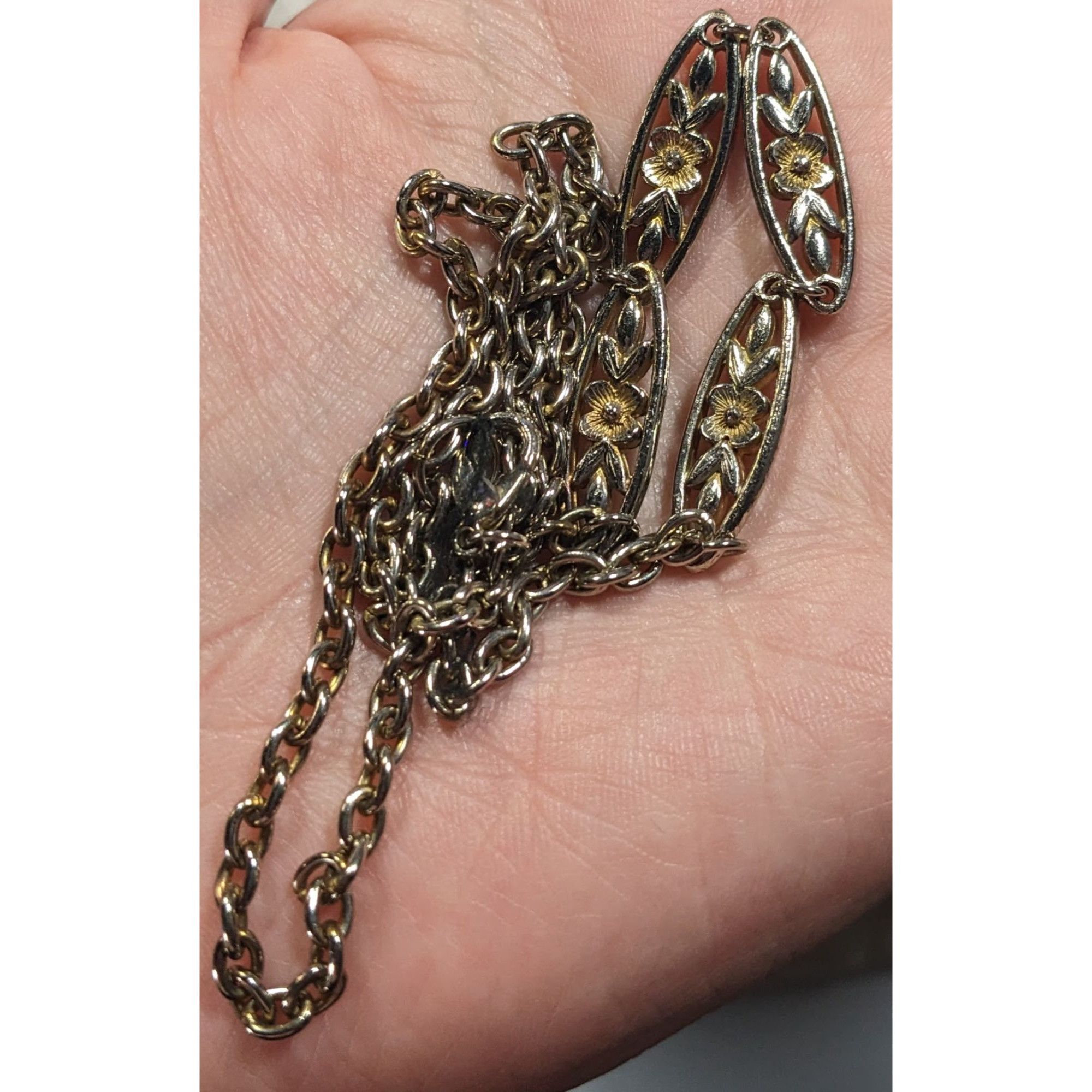 Other Vintage Floral Silver And Gold Tone Necklace Size ONE SIZE - 6 Thumbnail