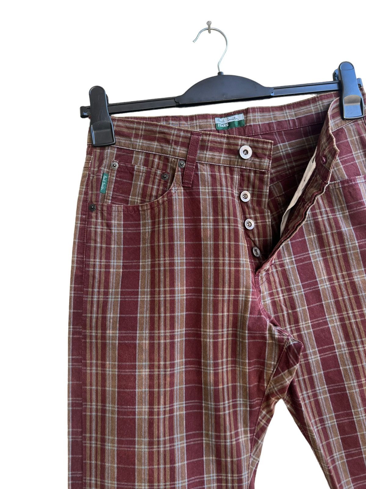 Paul Smith Vintage Paul Smith Jeans Made in Japan Waxed Plaid Pant Size US 29 - 6 Thumbnail