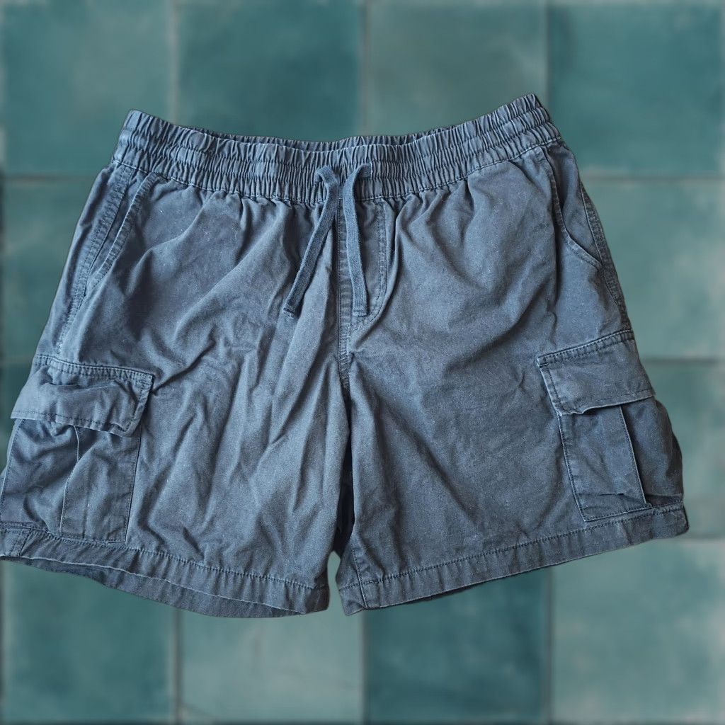 Rsq RSQ Cargo Shorts Mens M Black Elastic Waist Drawstring Casual Cotton Regular Beach Outdoor 90s style Size US 31 - 1 Thumbnail