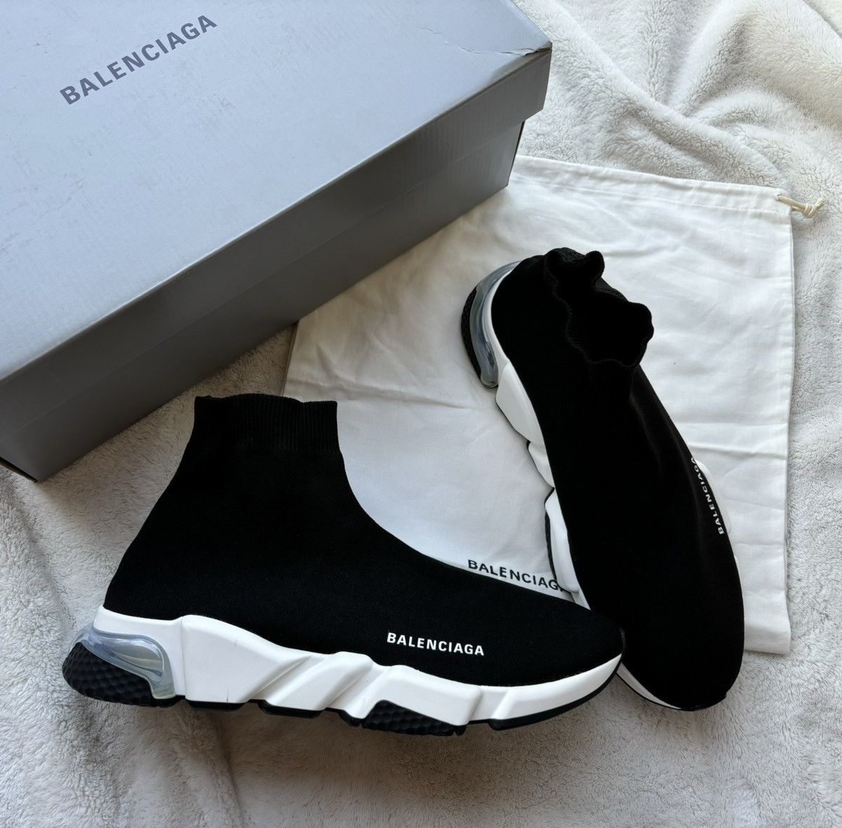 Balenciaga Black/Clear Speed Runners Sneakers