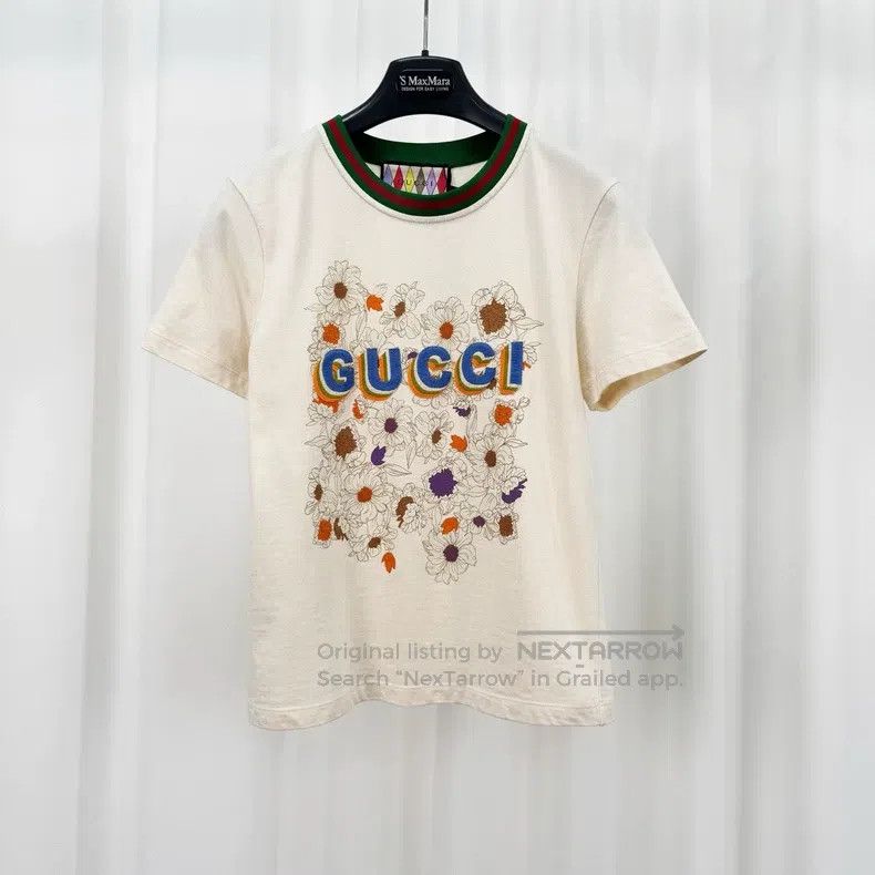 Gucci Gucci Embroidered floral letters short sleeves Size M / US 6-8 / IT 42-44 - 1 Thumbnail