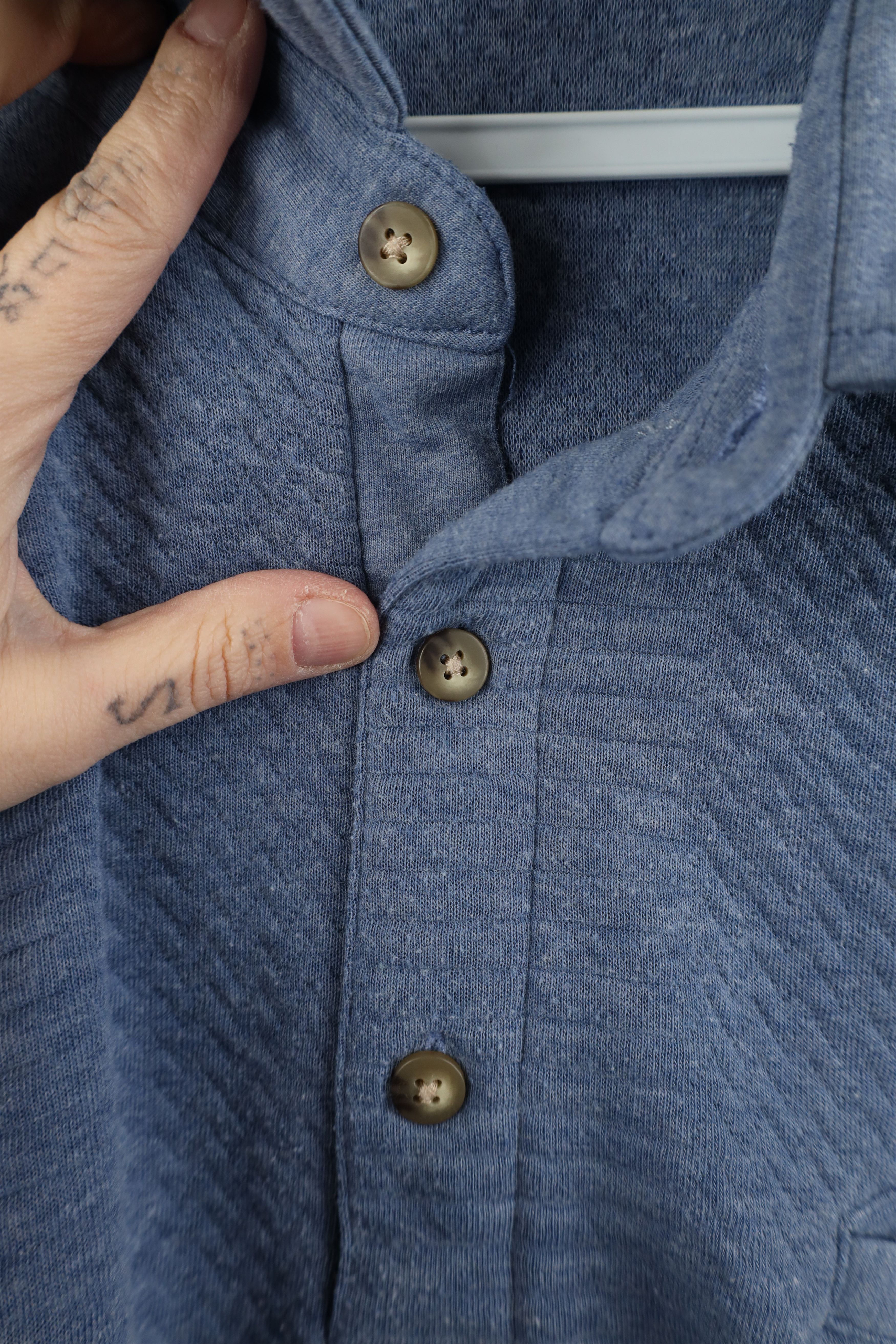 Vintage Vintage 90s Streetwear Ribbed Knit Pullover Polo Shirt Blue Size US XL / EU 56 / 4 - 6 Thumbnail