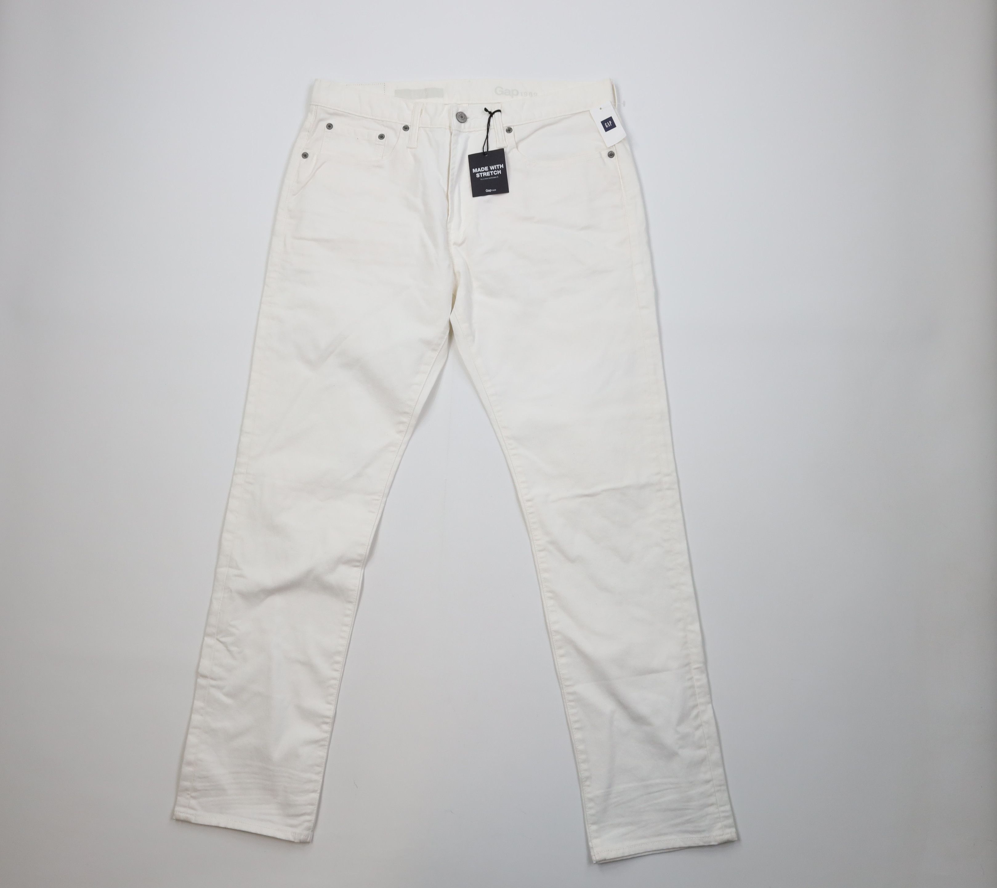Gap Deadstock Vintage Y2K Gap Straight Leg Denim Jeans White Size US 33 - 1 Thumbnail