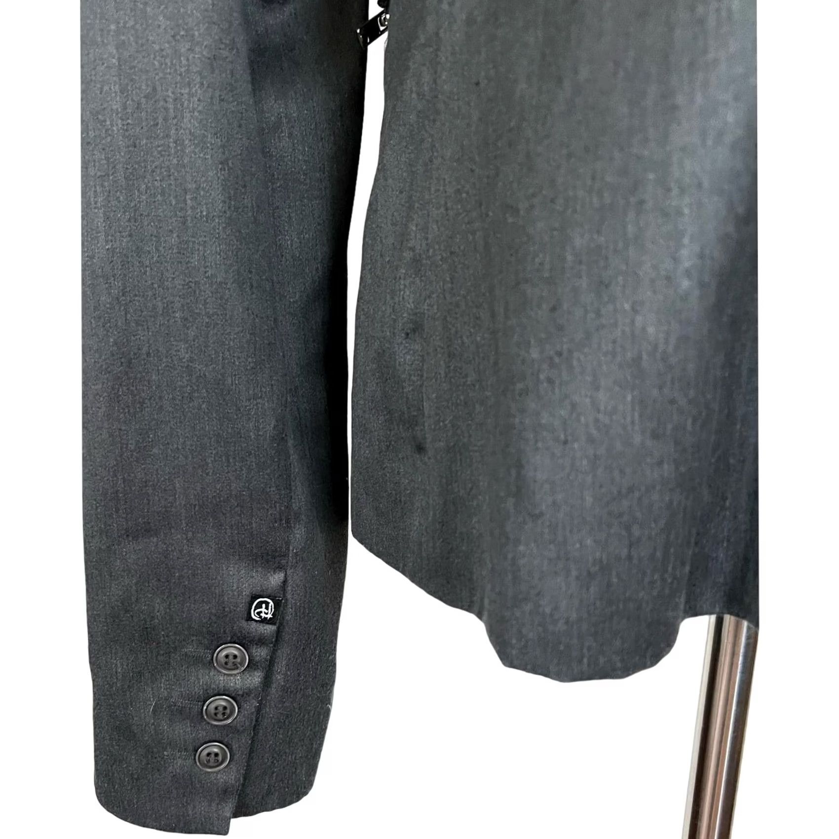 Vintage Chor Women’s Jacket Blazer Gray 3-Button Pockets Accent Zippers Wool Blend Sz L Size L / US 10 / IT 46 - 6 Thumbnail