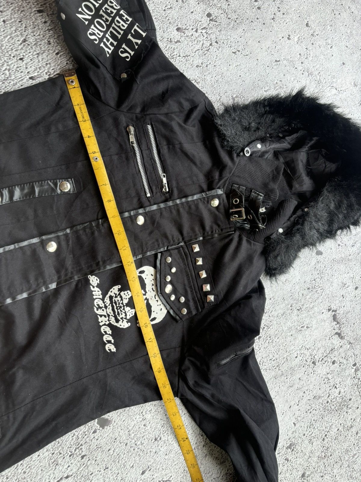 Le Grande Bleu (L.G.B.) Addictrap studded skull LGB punk style fur jacket Size US L / EU 52-54 / 3 - 11 Thumbnail