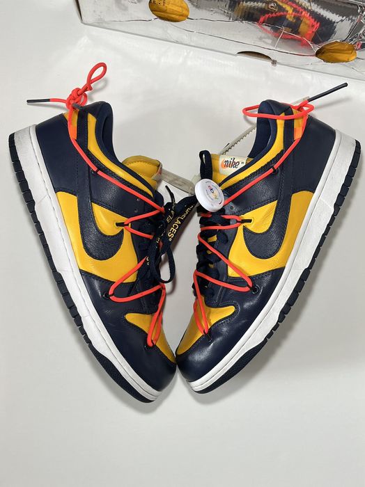 Off White x Nike Dunk Low University Gold Virgil Abloh Michigan