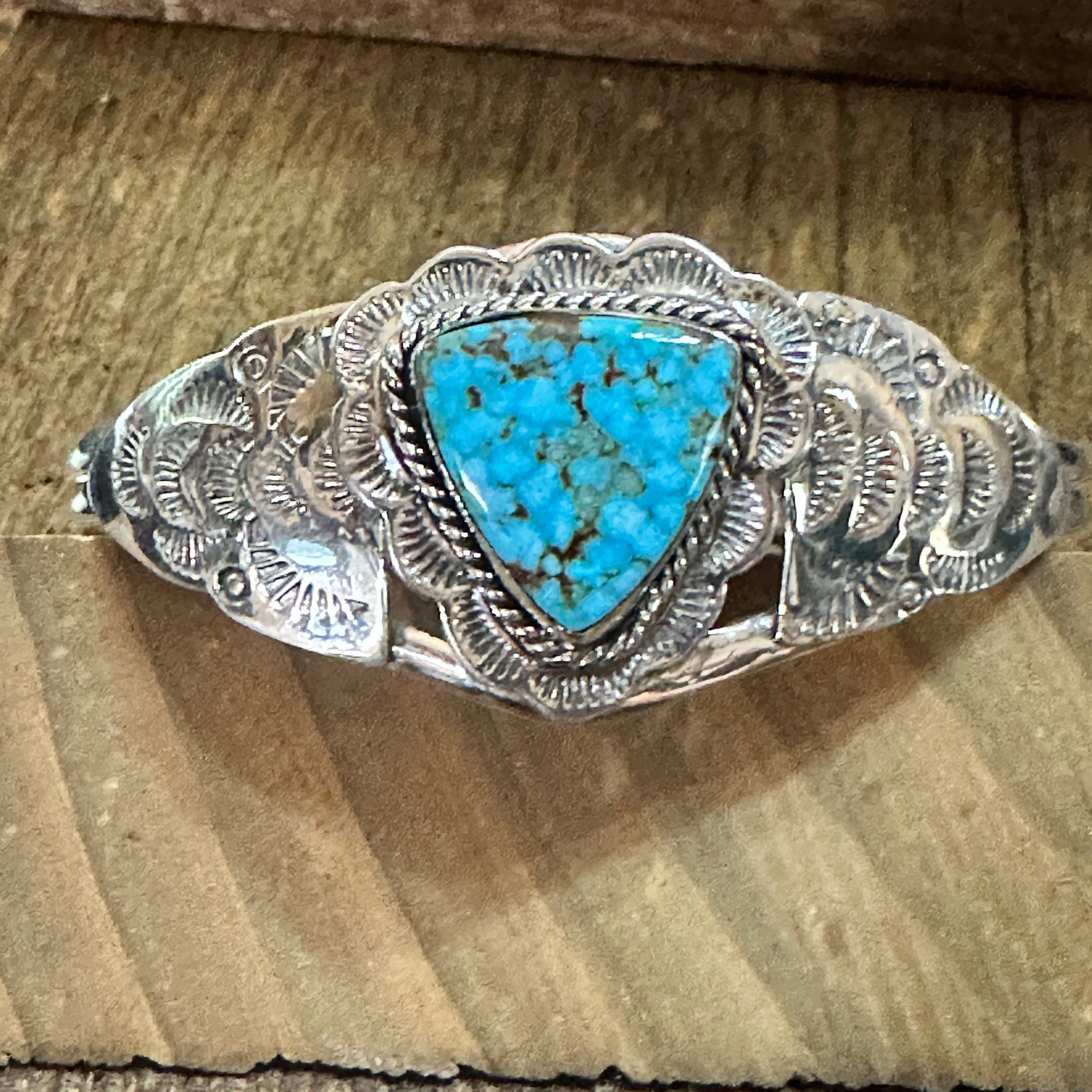 Other Handmade Sterling Silver & Kingman Turquoise Cuff Bracelet, Size ONE SIZE - 1 Thumbnail
