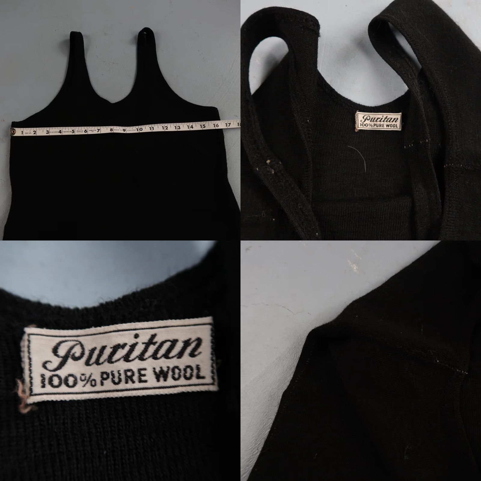 Vintage VINTAGE 1920s Women's Wool Bathing Suit Swimsuit Art Deco Black Medium Nineteen Twenties Size M / US 6-8 / IT 42-44 - 8 Thumbnail