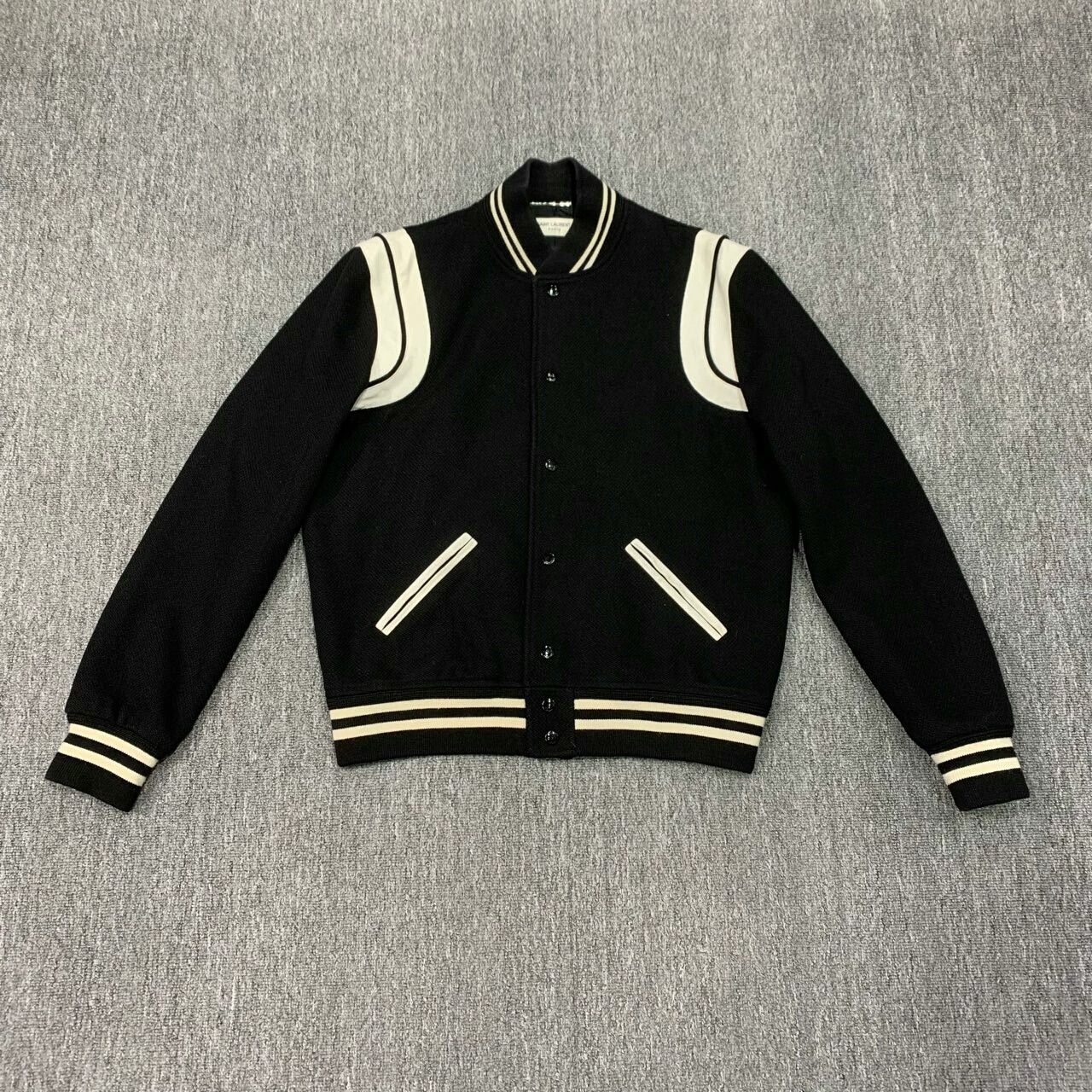 Saint Laurent Paris black and white varsity jacket by SLP Size US L / EU 52-54 / 3 - 1 Thumbnail