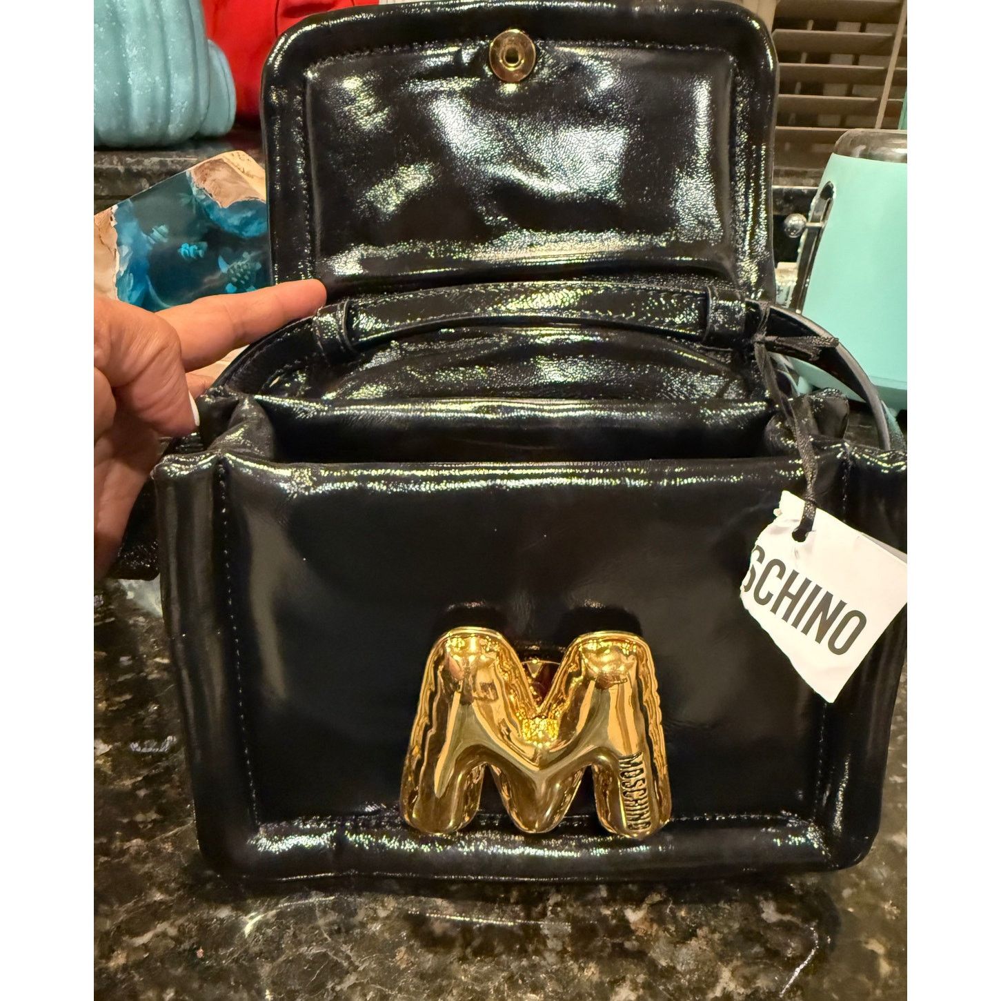 Moschino Moschino Milano M Logo Patent Leather Crossbody Bag Black .. Size ONE SIZE - 4 Thumbnail