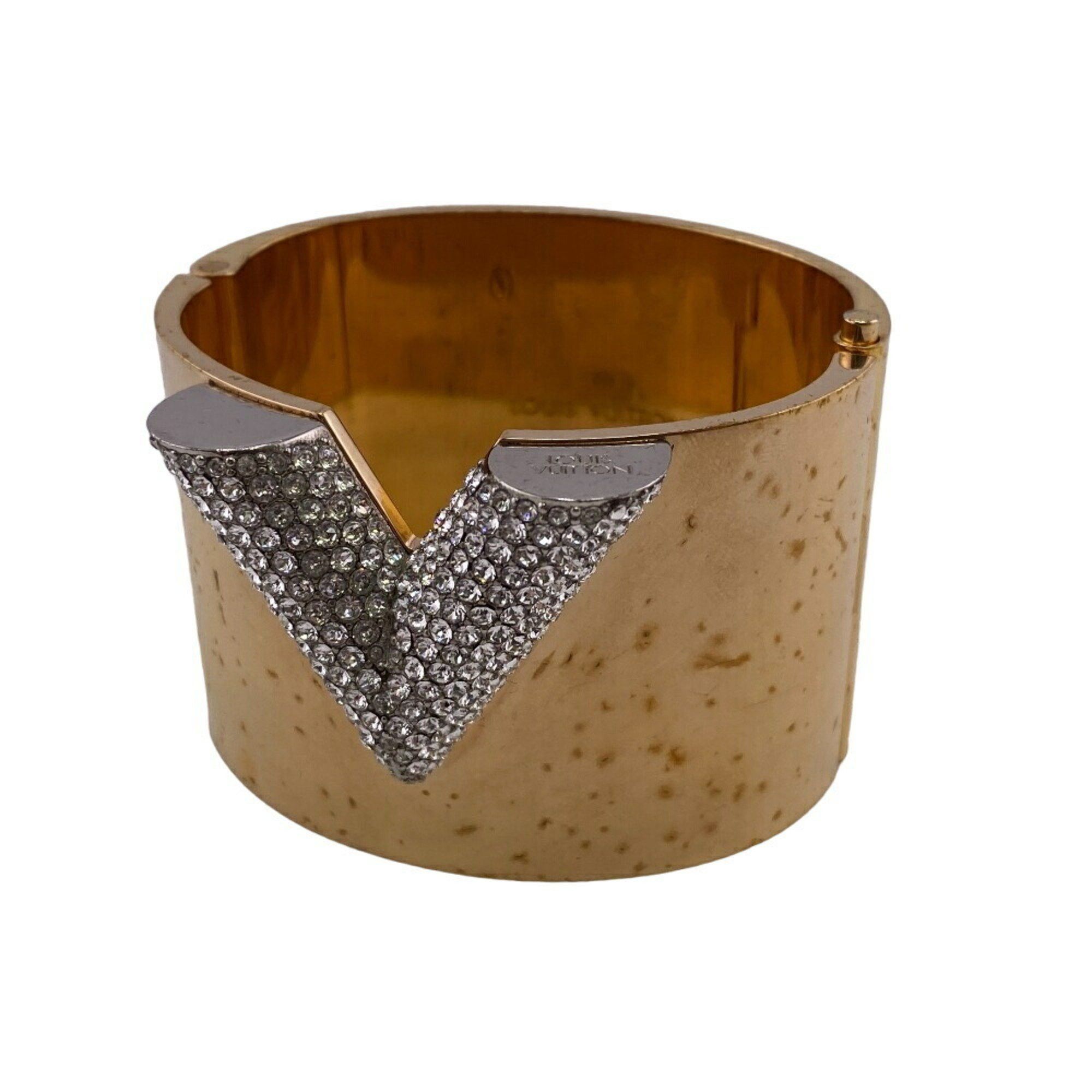 Louis Vuitton LOUIS VUITTON M68157 Essential V Rhinestone Bangle Gold Unisex Size ONE SIZE - 1 Thumbnail