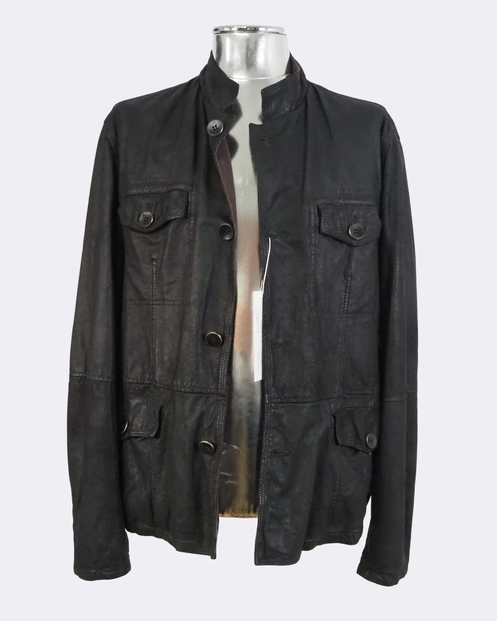 Men's Emporio Armani Black Leather Field Jacket $995