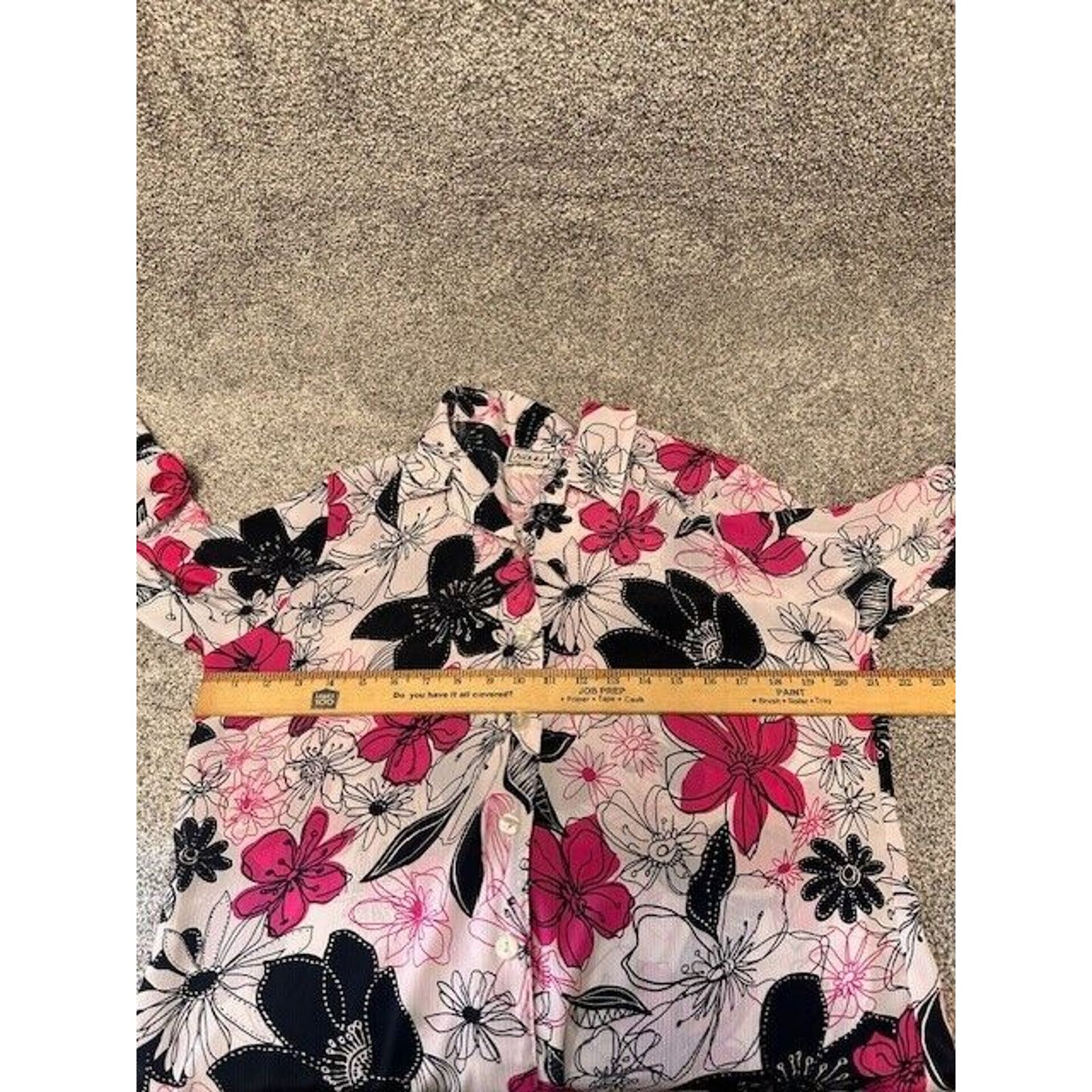 Other Vintage Nikki Blouse 14 Floral Bloomcore Hot Pink Flower Size XL / US 12-14 / IT 48-50 - 4 Thumbnail