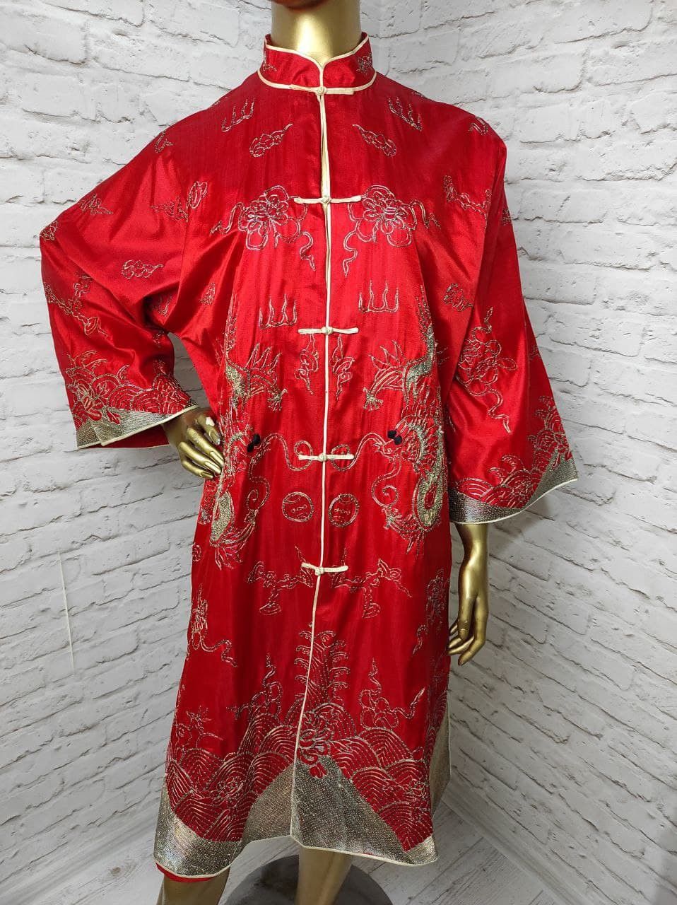 Vintage Antique Chinese Qing Silk Robe Silver Metal VTG 19th S-M Size M / US 6-8 / IT 42-44 - 1 Thumbnail
