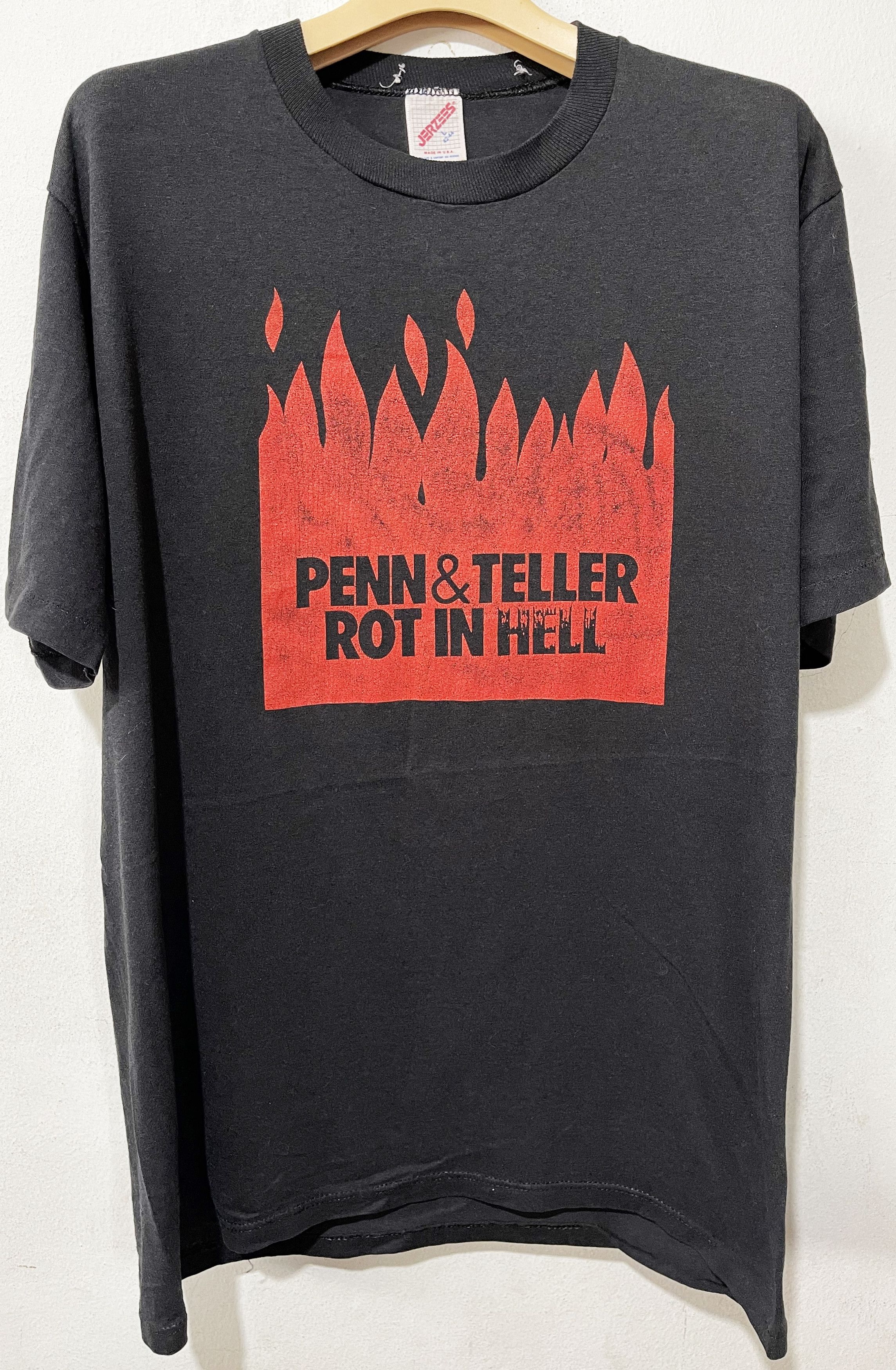 Band Tees × Vintage Vintage 90s Penn & Teller Rot in Hell Shirt Size US L / EU 52-54 / 3 - 1 Thumbnail