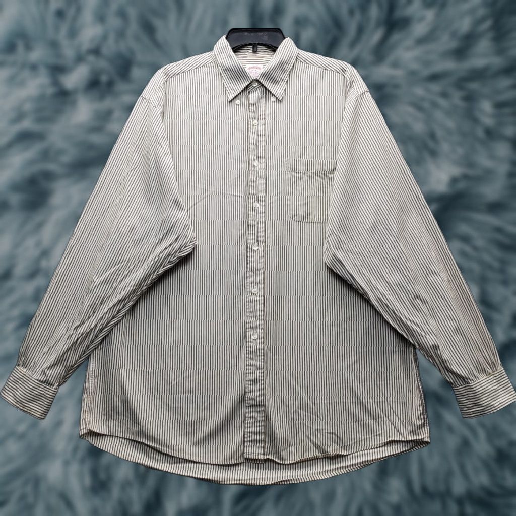 Brooks Brothers Brooks Brothers Dress Shirt Mens 17 Multicolor Striped Long Sleeve Collar Button Down Shirt Size 46R - 1 Thumbnail