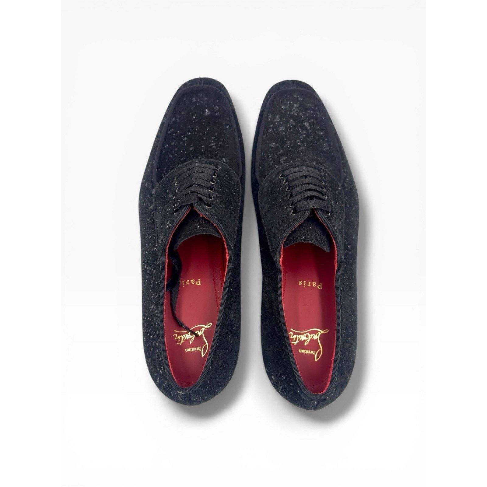 Christian Louboutin Suede Black Sparkle Lafitte Lace Up Shoes EU 41 Size US 8 / EU 41 - 3 Thumbnail