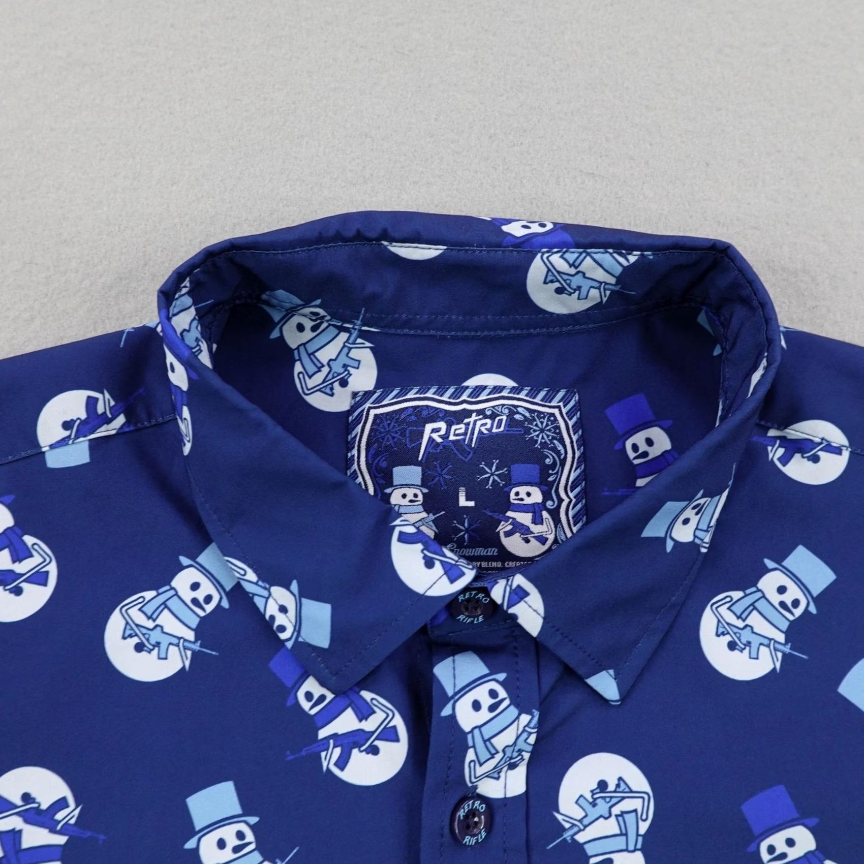 Etro Retro Rifle Shirt Mens L Blue Snowman Button-Up Performance Stretch Size US L / EU 52-54 / 3 - 2 Thumbnail