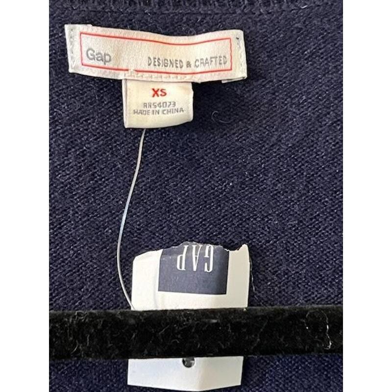 Gap GAP Striped V-Neck Sweater Navy Blue & White Size X Small Size XS / US 0-2 / IT 36-38 - 3 Thumbnail