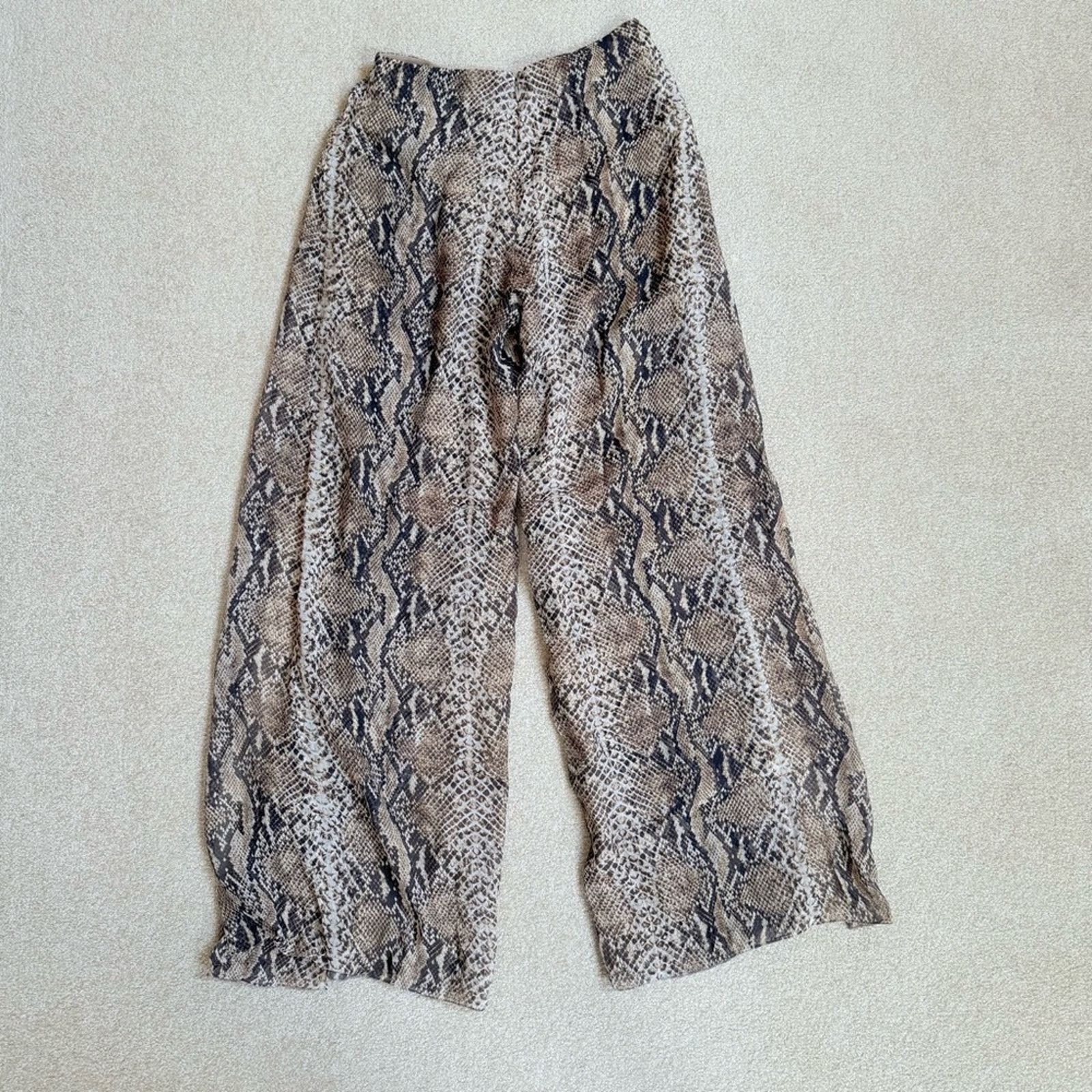 Ralph Lauren Purple Label Ralph Lauren Python Print Silk Chiffon Palazzo Pants Women 4 Size 27" / US 4 / IT 40 - 5 Thumbnail