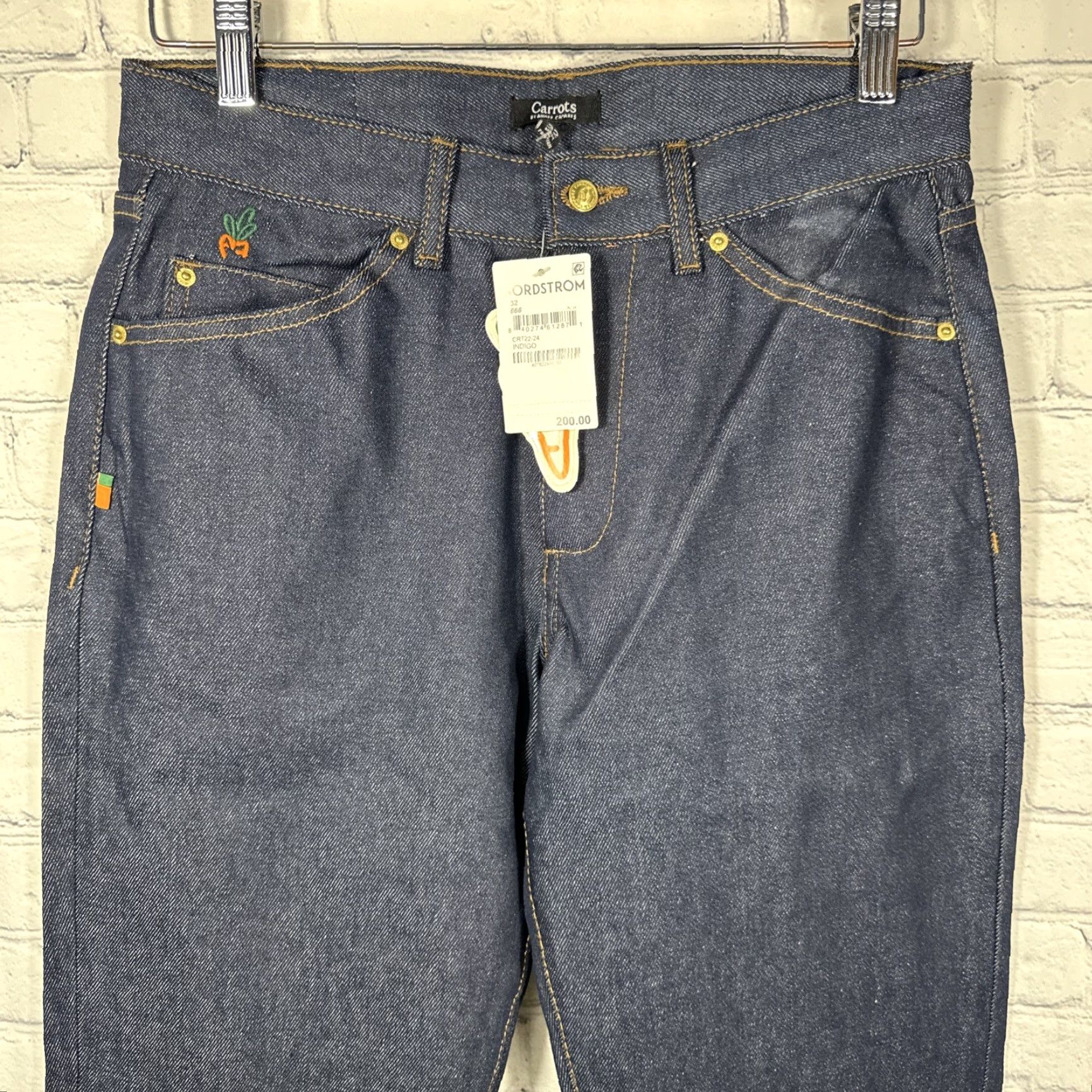 Vintage Carrots Jeans Dark Wash Mens 32 Straight Leg Indigo Denim Cotton Zip Inseam 34 Carrots Brand Regular Fit Jeans Mens Size US 32 / EU 48 - 2 Thumbnail