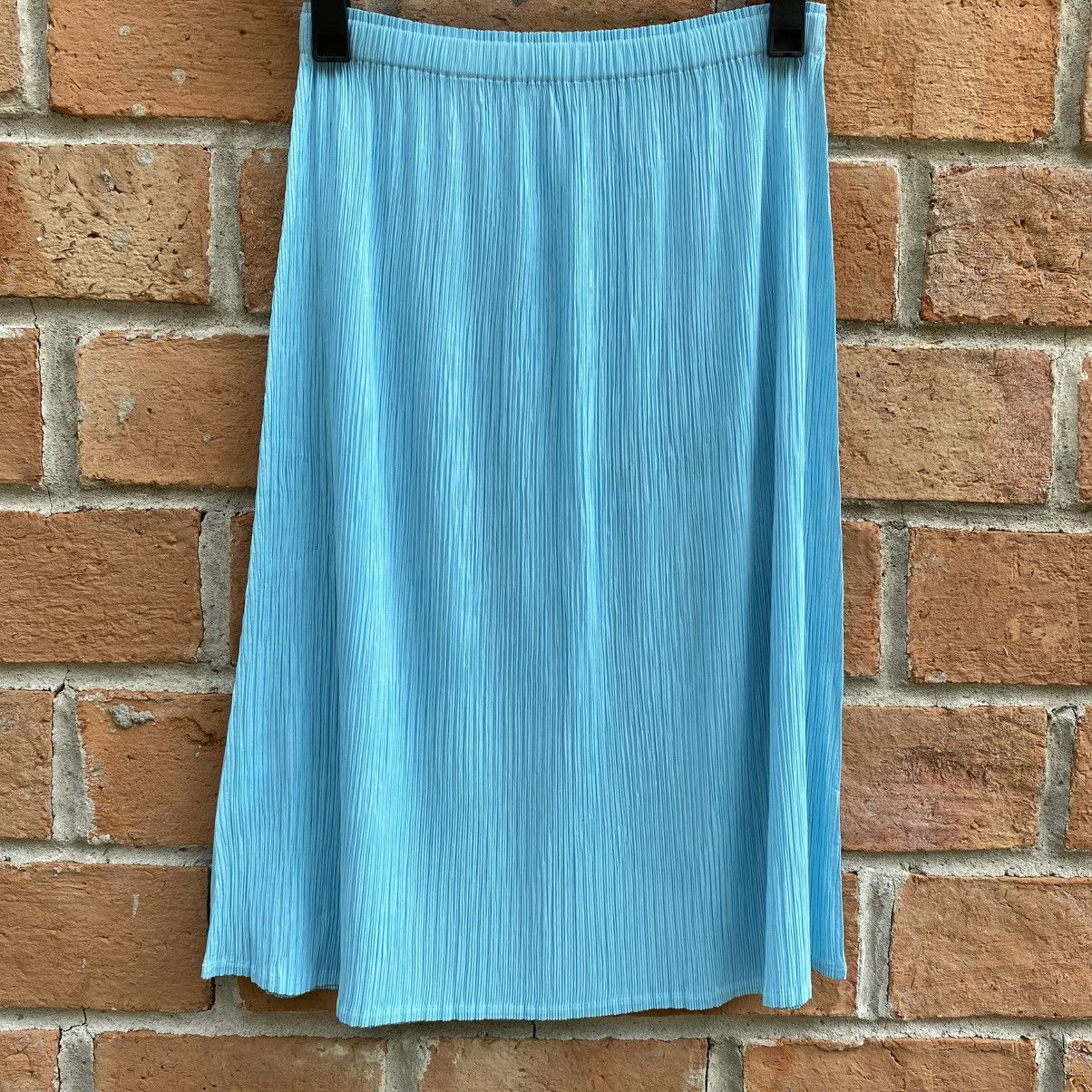 Coneco Sky Blue Pleated Elastic-Waist Skirt