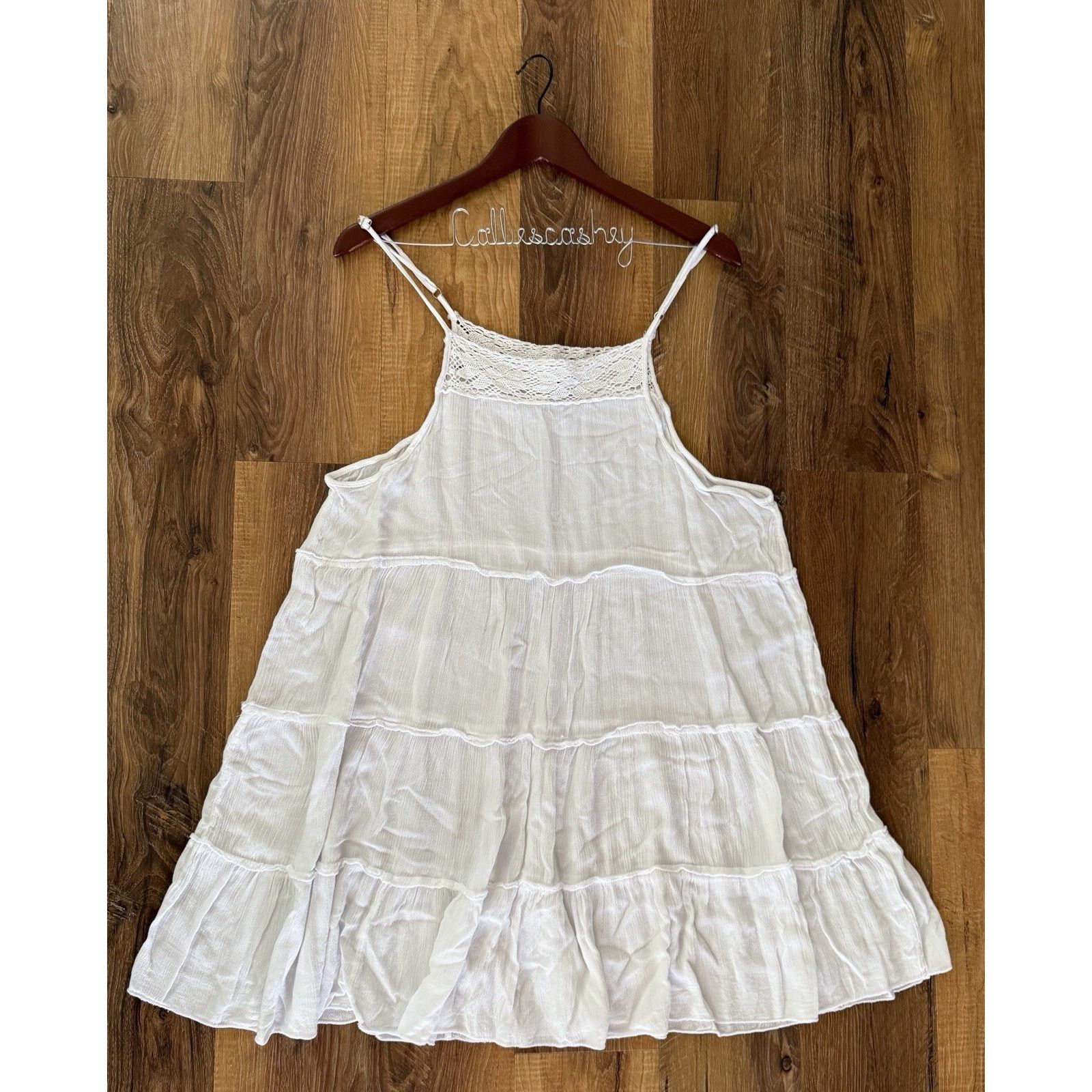 Other Raviva Women’s Size Large White Maxi Rayon Tiered Dress Boho Size L / US 10 / IT 46 - 1 Thumbnail