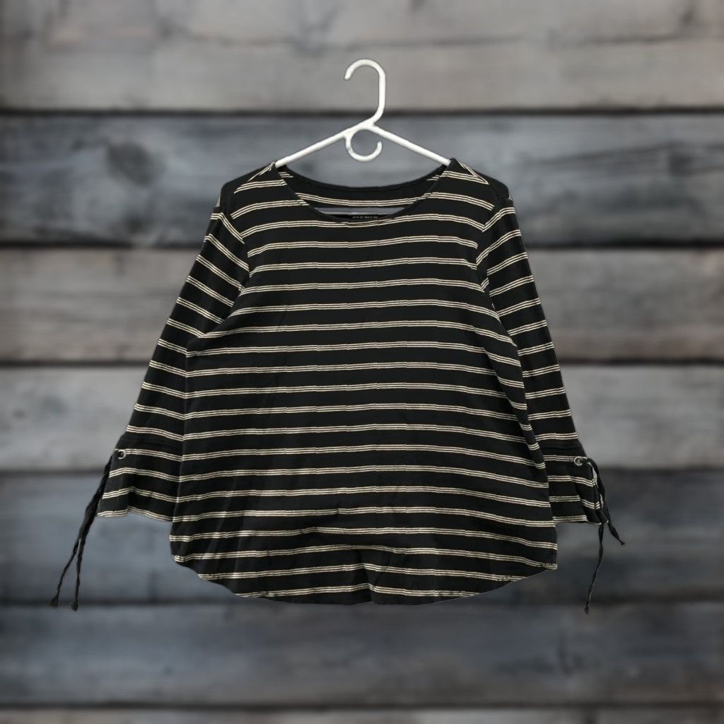 J. Jill VINTAGE J. Jill Women’s Cotton Striped Long Sleeve T-Shirt M Black Casual Style Size M / US 6-8 / IT 42-44 - 1 Thumbnail
