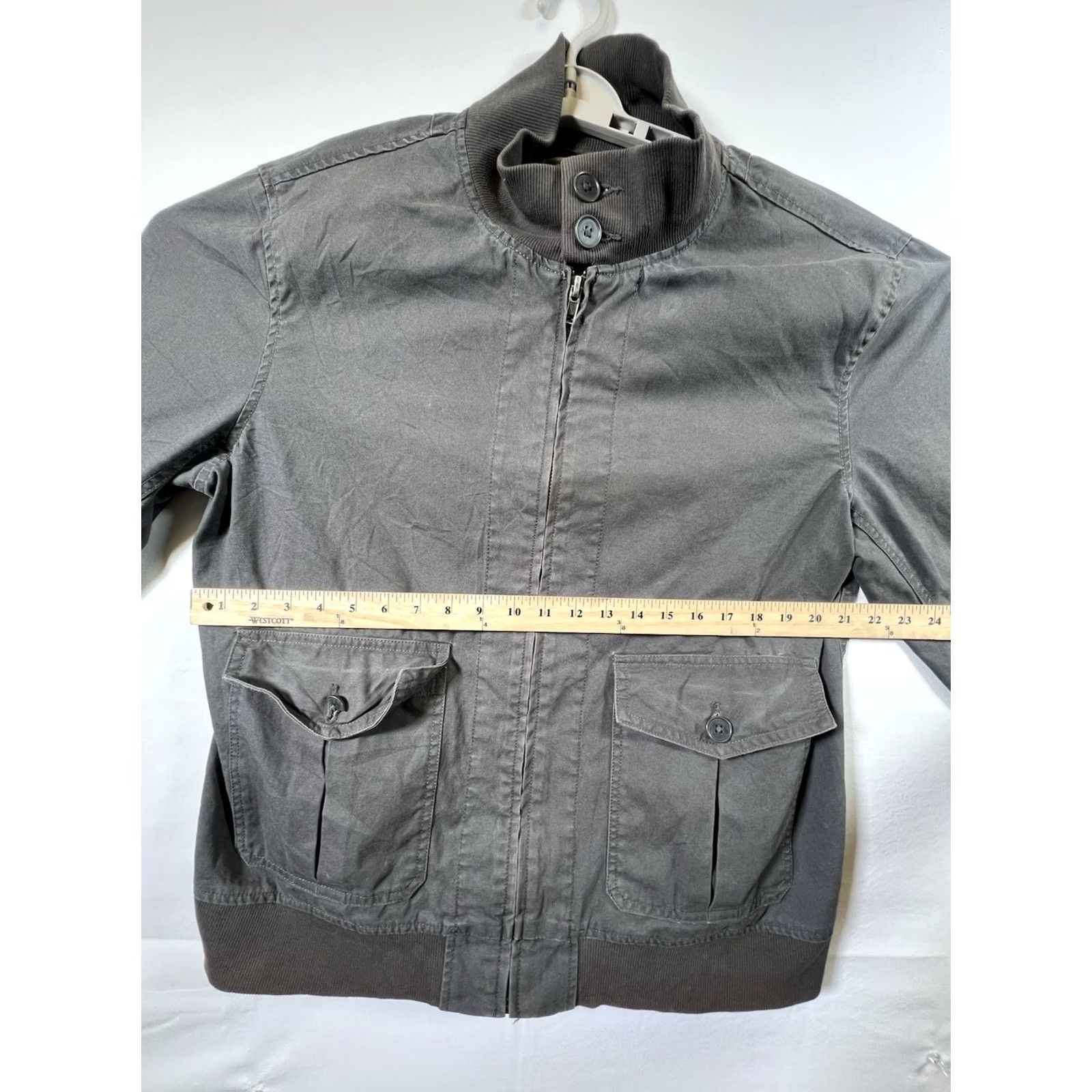 Converse Converse ONE STAR Canvas Bomber Jacket Regular L Gray/Black Zipper Men’s Lightweight Mid-Length Stars Shirt/Coat Size US L / EU 52-54 / 3 - 2 Thumbnail
